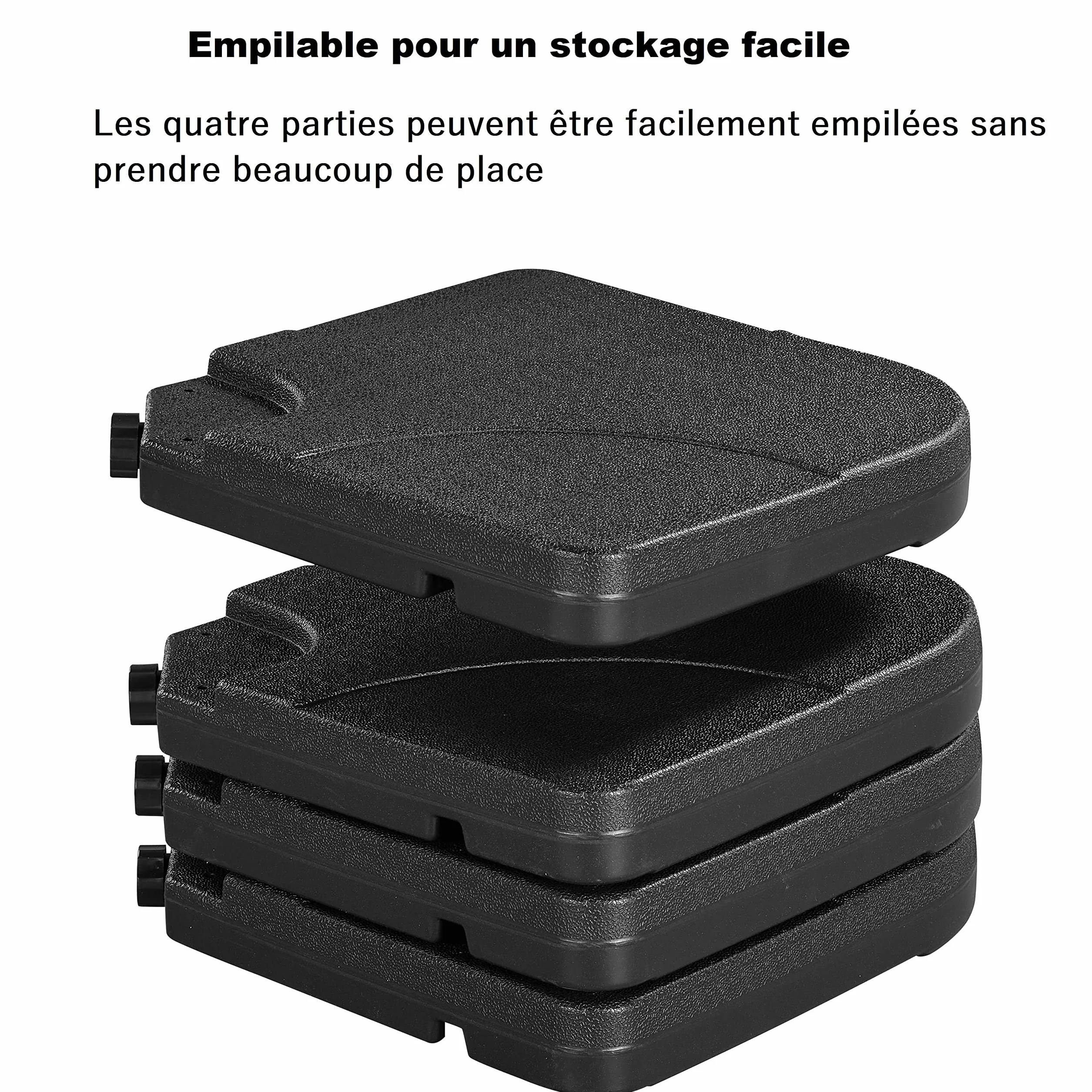 Yaheetech Lot de 4 Dalles carrées de Parasol Lestage Pieds Base 50 × 50 × 7,5 cm Noir