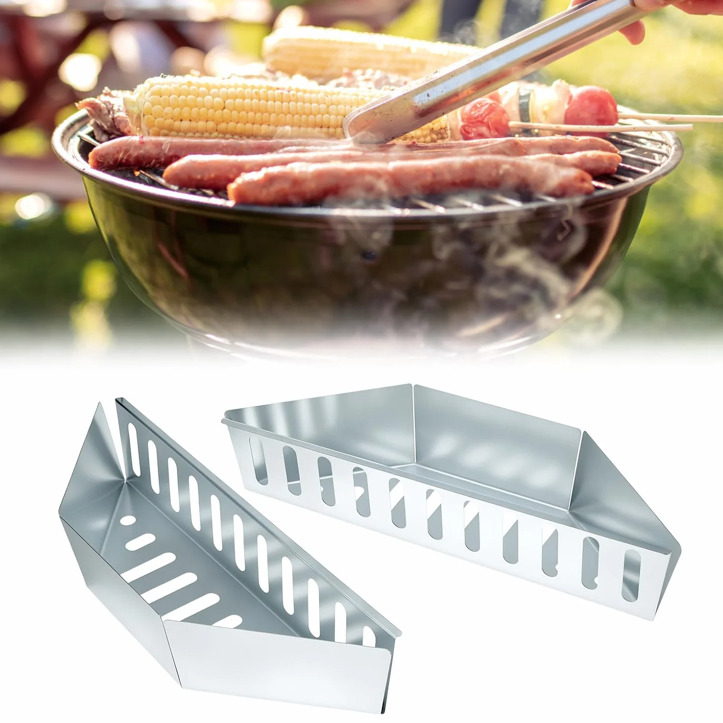QWORK 2 Pièces Paniers à Charbon Support de Combustible Compatible Weber 47/57/67 cm Grills