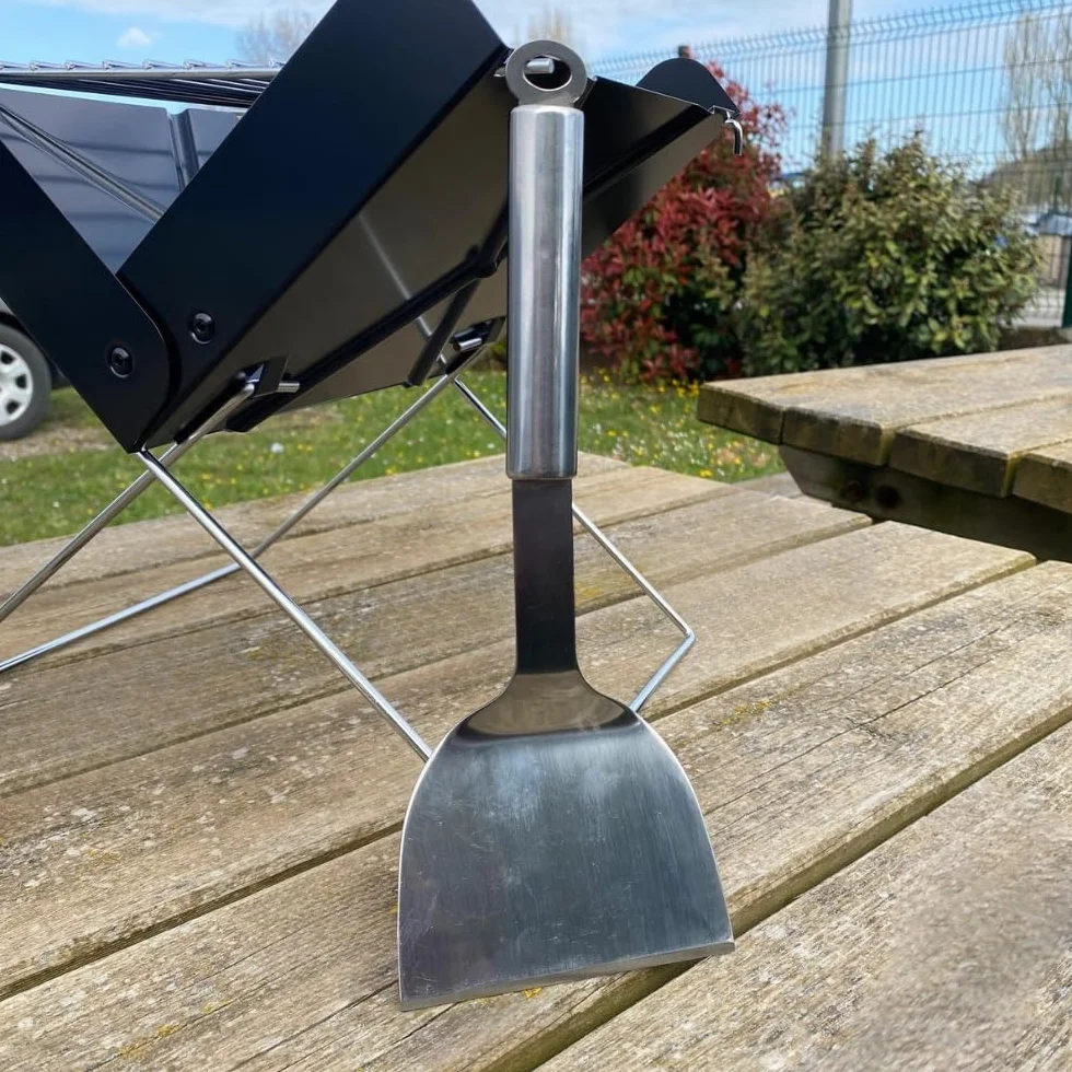 Spatule Inox Manche Ergonomique pour Plancha Barbecue Ustensile Cuisine Résistant