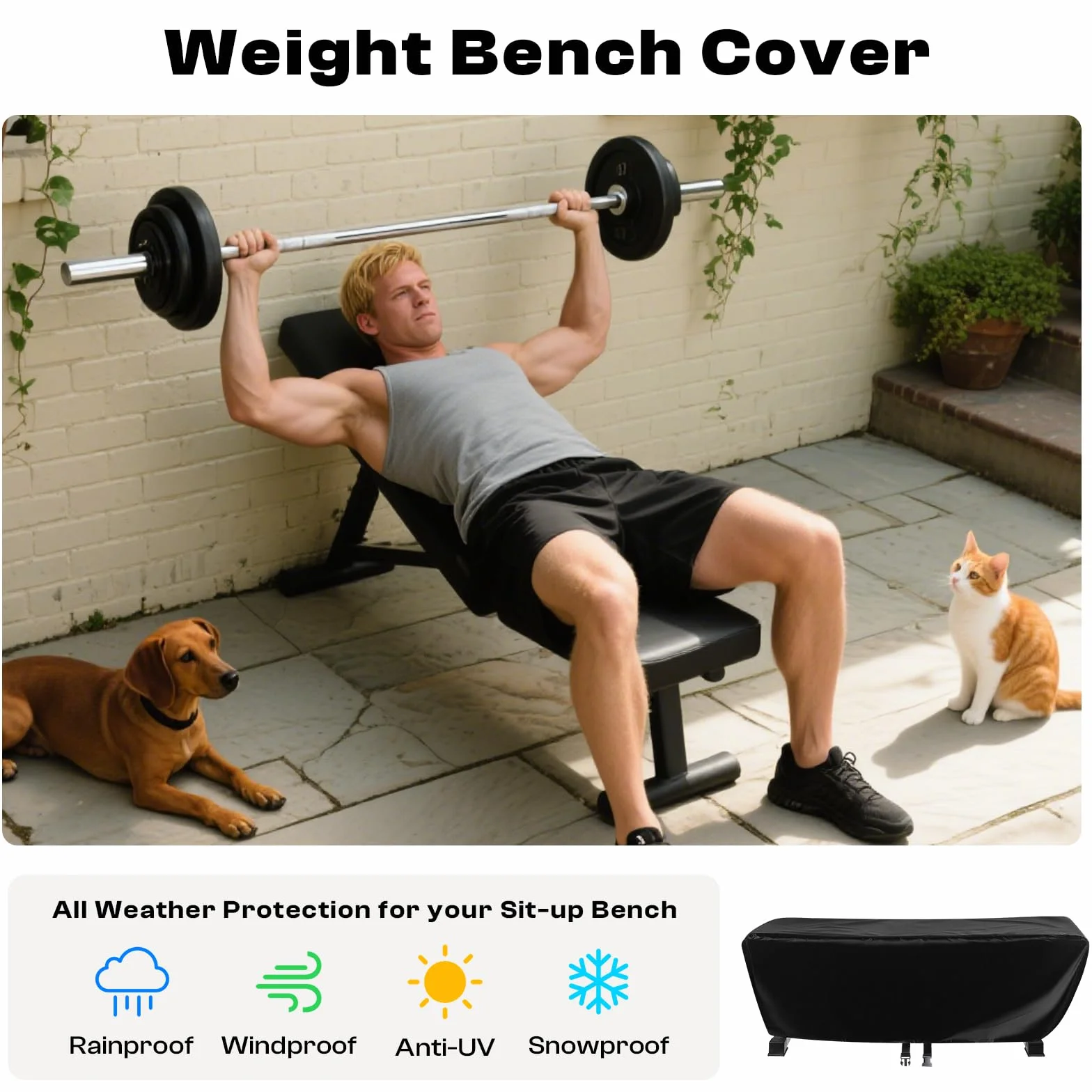 Housse pour banc de musculation 420D Oxford imperméable extérieur protection toutes saisons