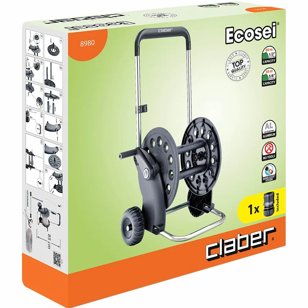 Claber Ecosei chariot dévidoir cadre aluminium robuste léger