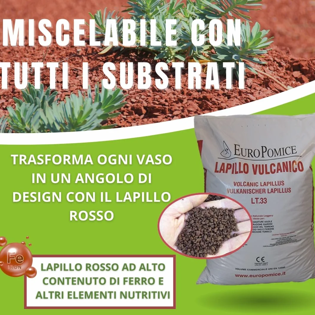 Lapillo vulcanico rosso 5/10 mm 1 kg