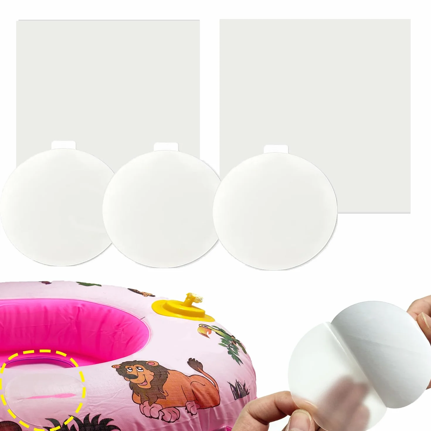 Lot de 5 rustines de réparation de piscine transparentes étanches en TPU pour bouée château gonflable matelas