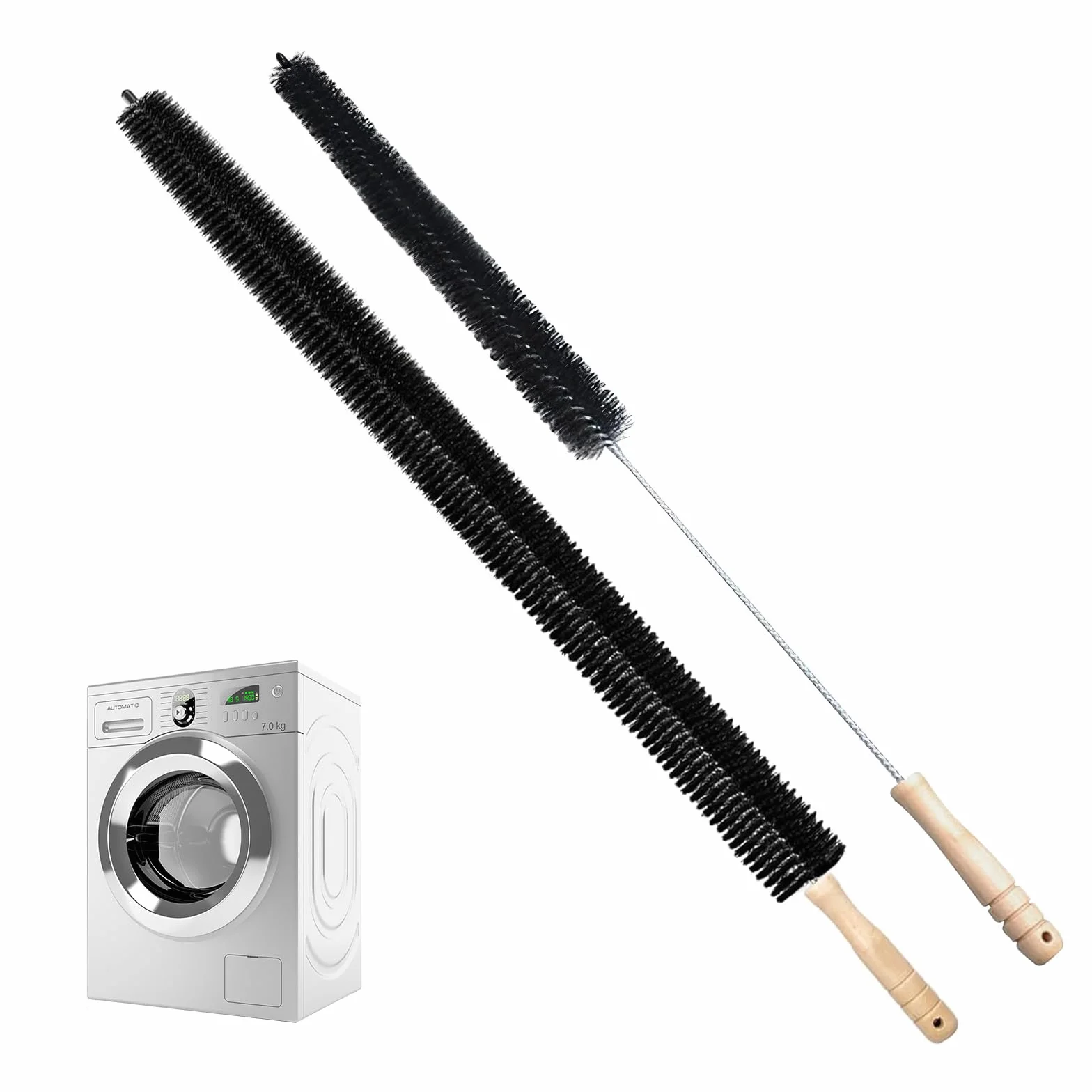 Brosse pour Radiateur, 2 Pièces Brosse de Radiateur avec Manche en Bois, Brosse Nettoyage Radiateur Flexible Pliable pour Machine à Laver, Nettoyer Tous Les Coins