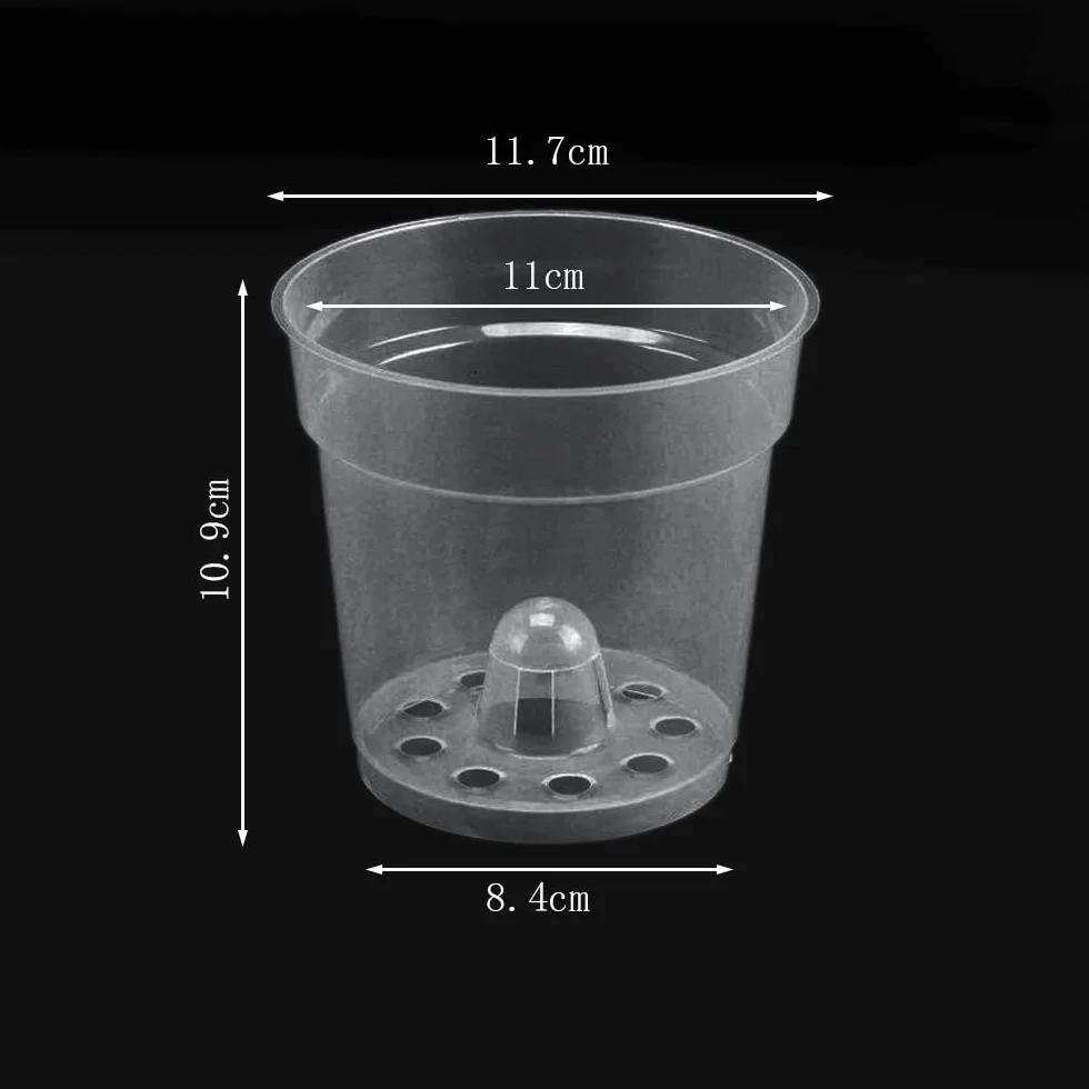 Pot Transparent Orchidée 6 Pièces Pot de Fleur Plastique avec Trous de Drainage