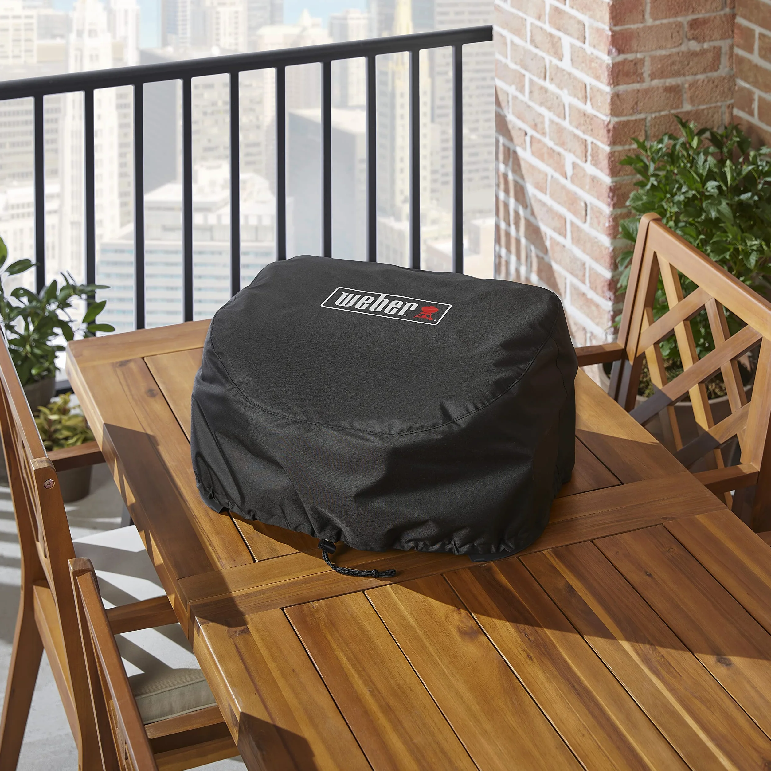 Weber Housse de Protection Type Bonnet pour Barbecue Lumin Compact, Respirante, Résistante aux UV et à l'Eau, Noir