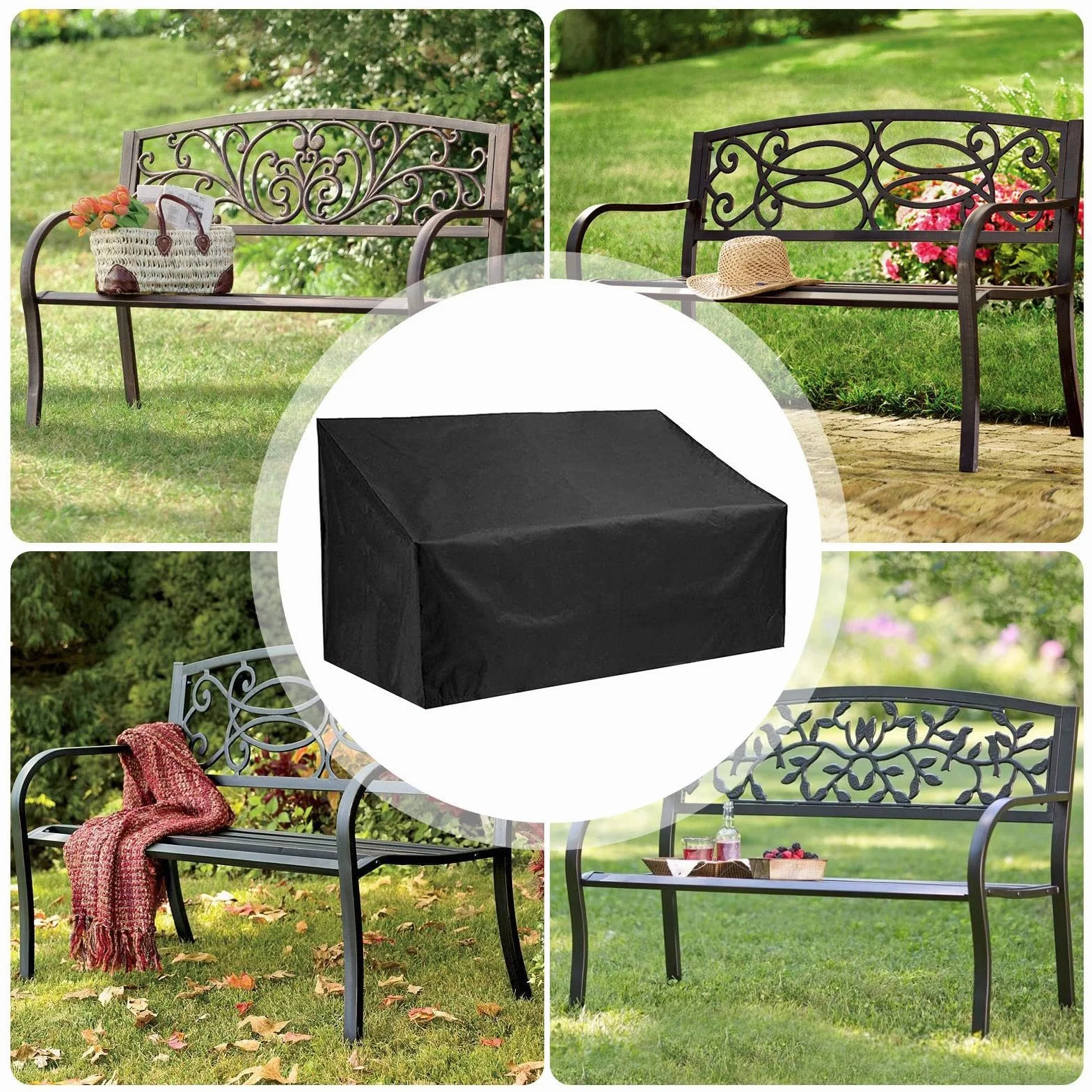 Housse de Banc d'Extérieur en Tissu Oxford Imperméable Résistante aux Déchirures pour Jardin