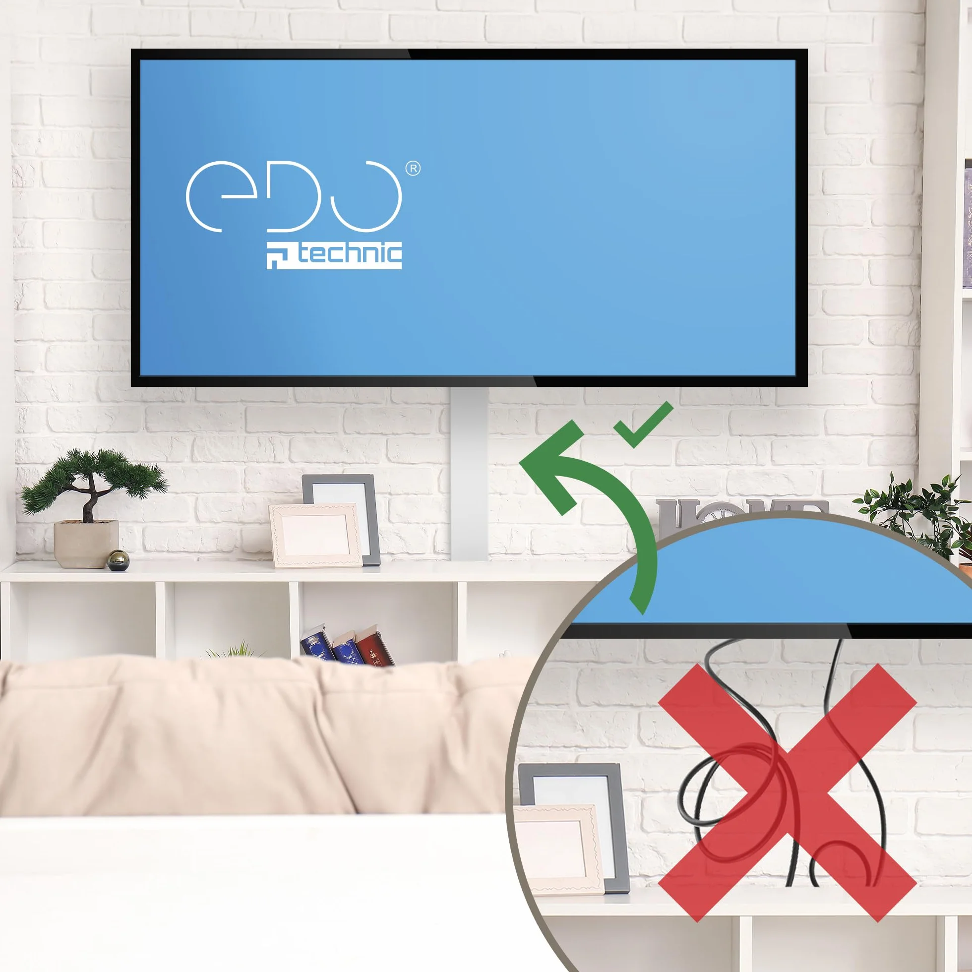 EDO Goulotte de Câble 100x60 mm Cache-Câble Blanc 2m - Goulotte PVC avec Couvercle à Clipser - Cache Câble Mural en Saillie - Goulotte Décorative TV, Bureau, Salon