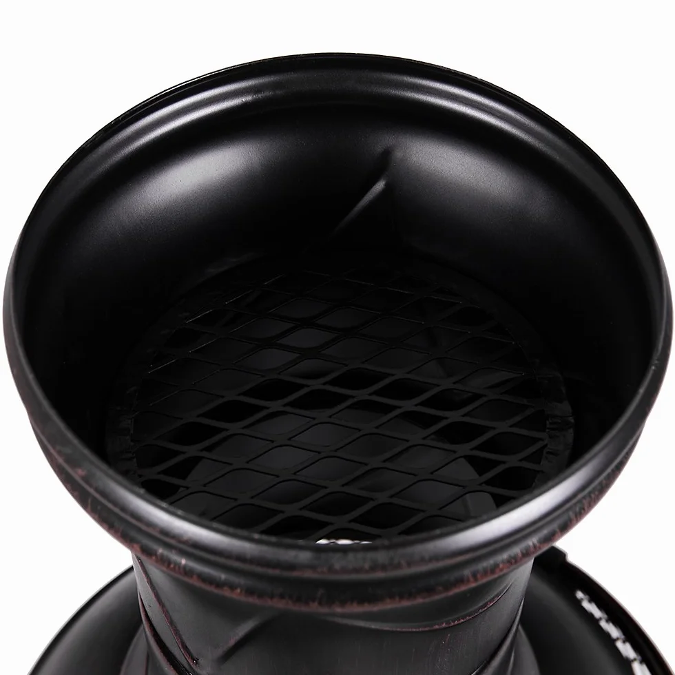 Cheminée d'extérieur en Acier pour Jardin Terrasse Noir Doré Antique