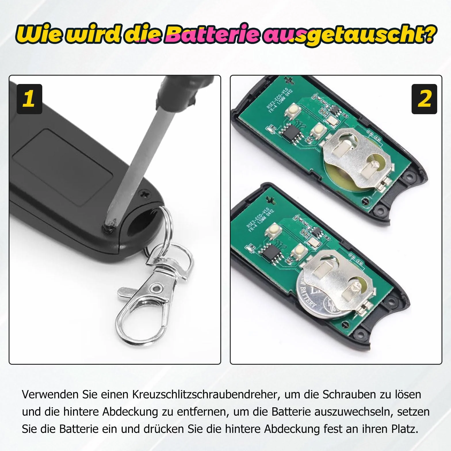 Lot de 3 émetteurs portatifs de rechange pour EcoStar RSC2 433, télécommande d'ouverture de porte de garage 433,92 MHz, 4 canaux, compatible avec Hormann EcoStar Liftronic 500/700/800, Portronic D2500