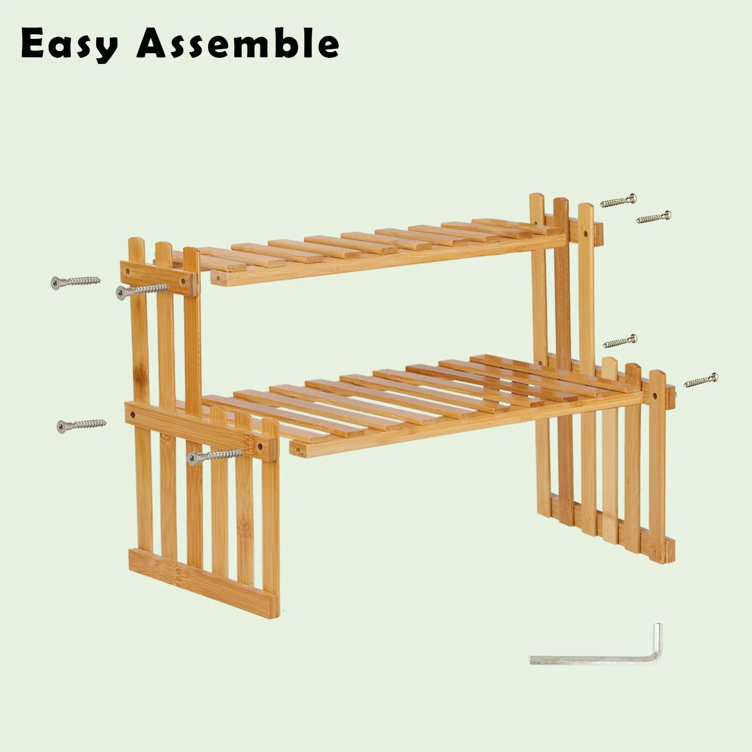Étagère en bambou 2 niveaux pour plantes grasses 40 cm support multi-plantes organisateur bureau
