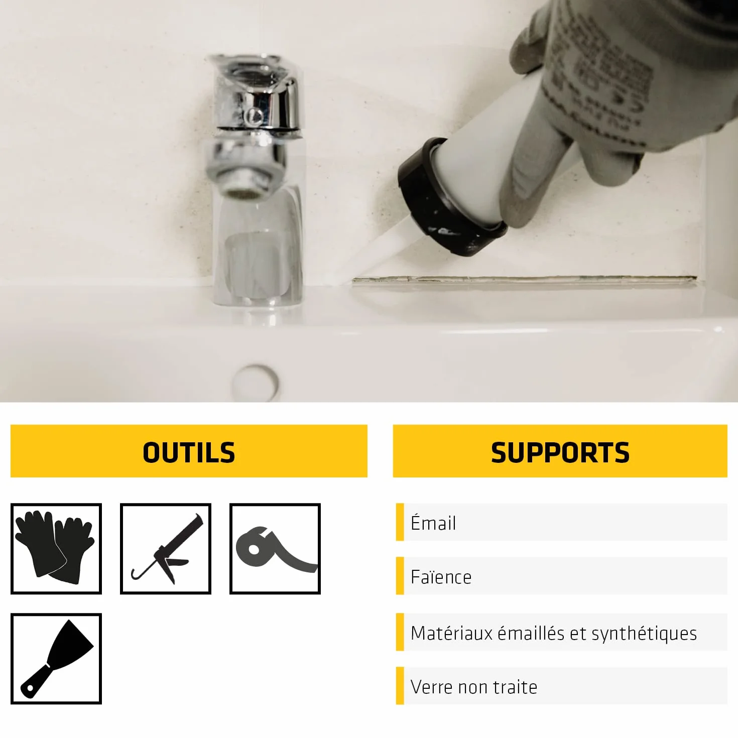 SIKA - Mastic silicone sanitaire - SikaSeal-180 Salle de Bain & Carrelage blanc - Réalisation de joints - Spécial pièce humide - Longue durée - 300 ml