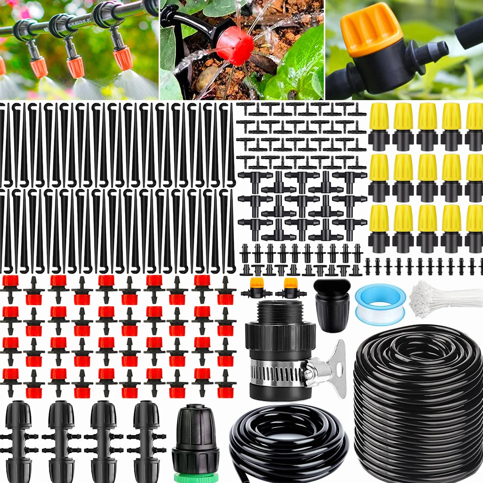 Kit d'irrigation Goutte à Goutte Automatique 263Pcs avec 40m+10m Tuyau, Système d'arrosage pour Jardin