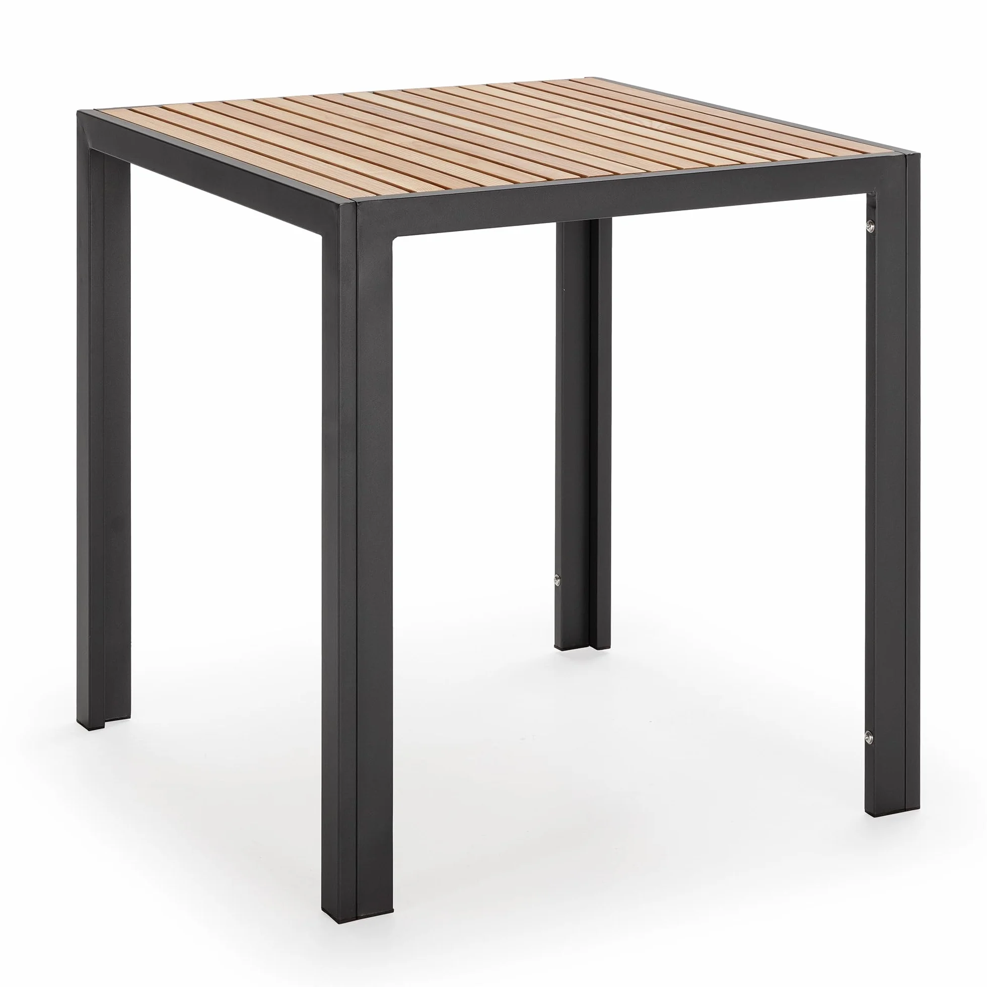 HOMN LIVING Table de Jardin carrée 70x70x72 cm Bois Métal Noir