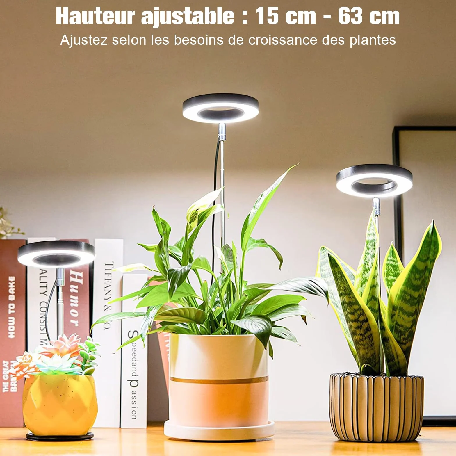 Lampe Plante Spectre Complet Réglable Hauteur Minuterie 3/9/12h 10 Luminosité 3 Modes Lumière 2-Tête pour Semis Succulentes Orchidée