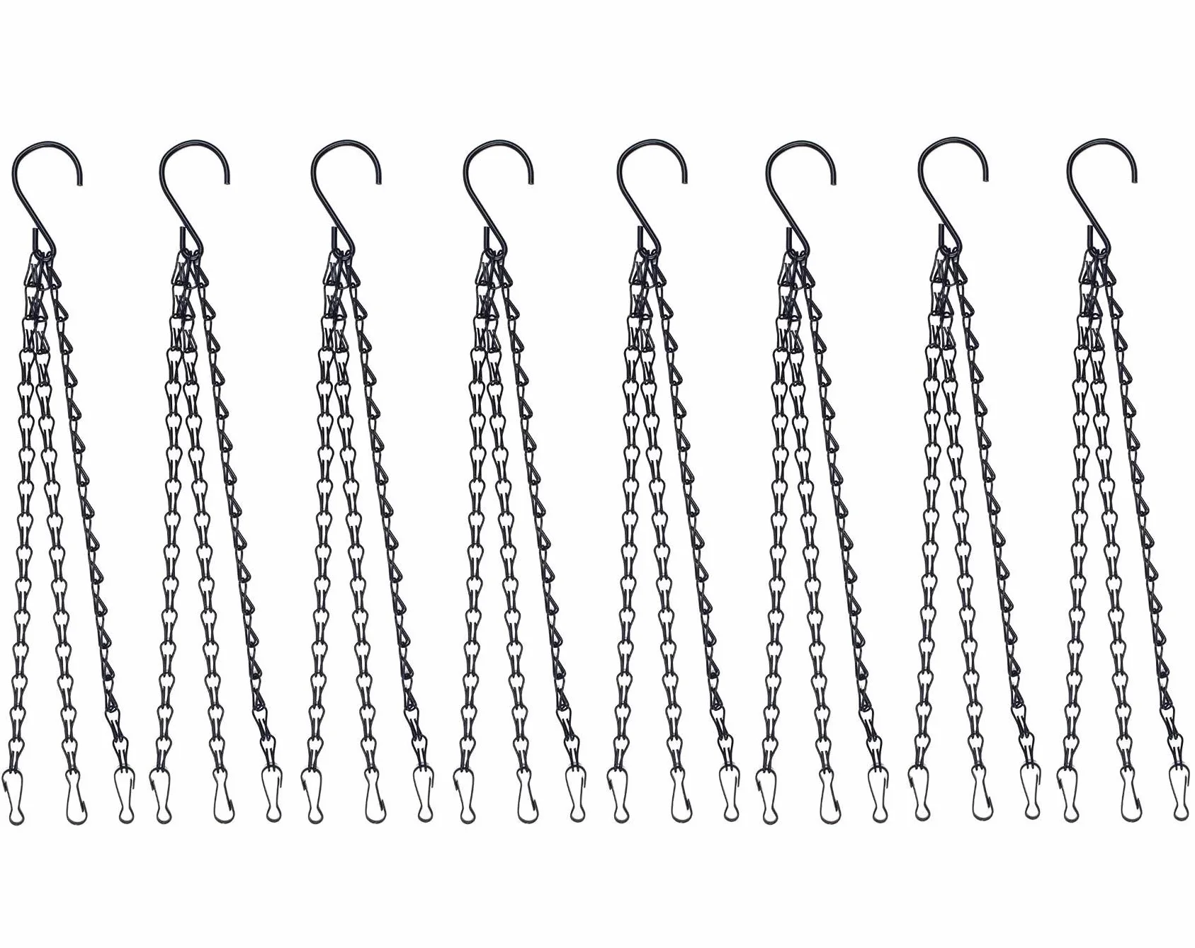 KAHEIGN Chaîne Suspendue 40cm Métal Cintre Panier Suspendu 3 Pattes pour Pot de Fleurs Jardinières (Noir)