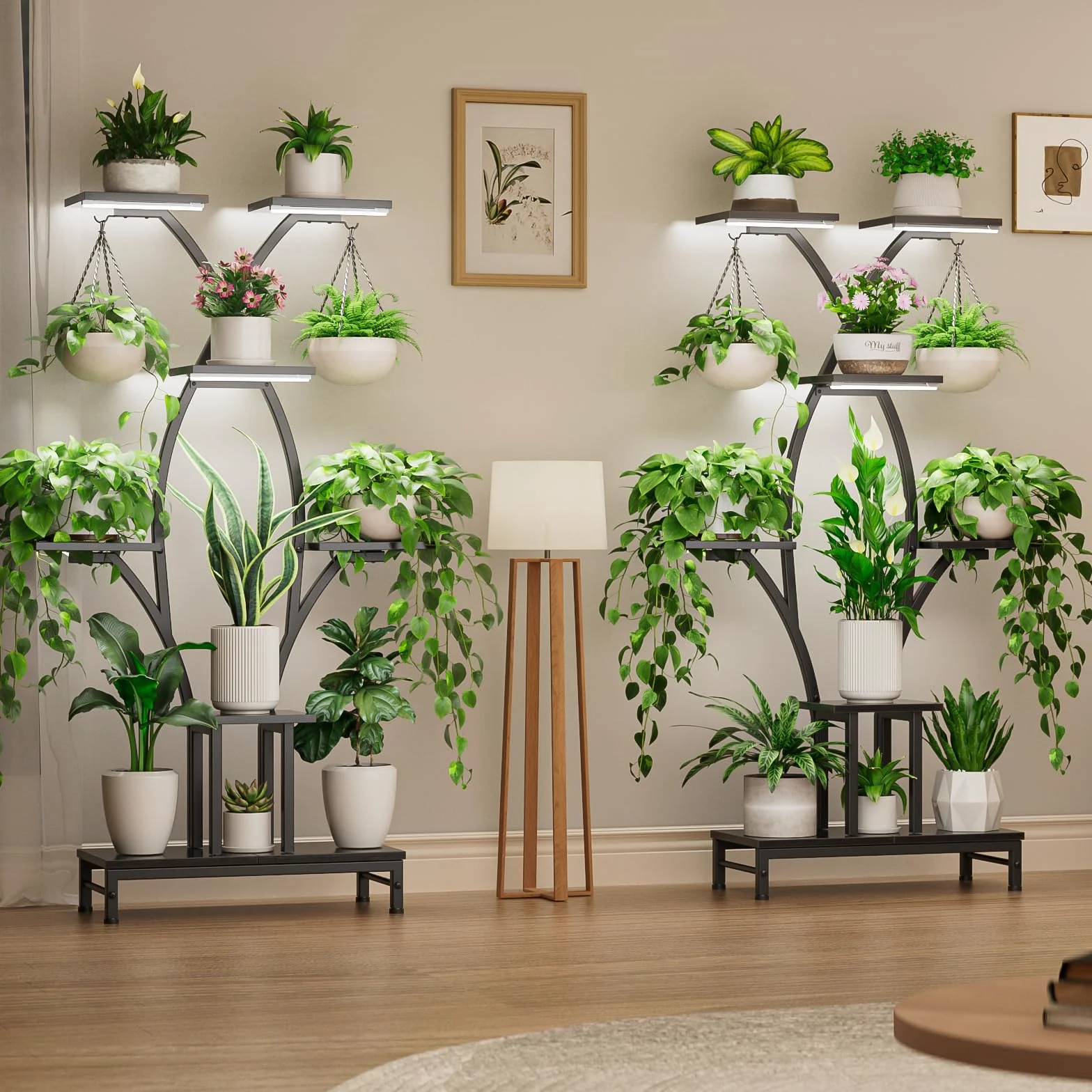 Mutool Support pour plantes d'intérieur avec lampes de culture, étagère 163 cm, support d'angle peu encombrant