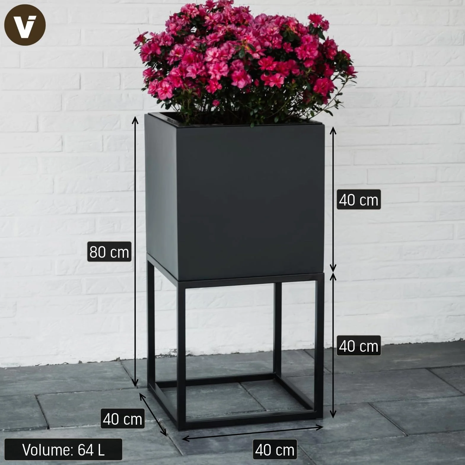 VIVANNO Jardinière Support Block Up Anthracite Noir 80x40x40