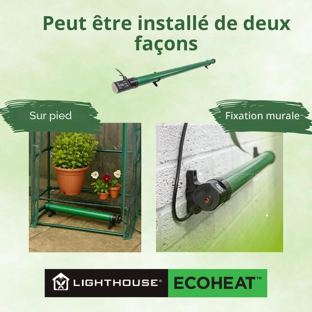 ECOHEAT Chauffe-eau à tube 80 W avec thermostat antigel pour serre garage