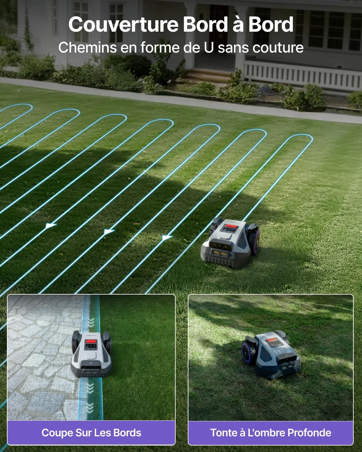 ANTHBOT M5 Robot Tondeuse 500-700㎡ 150㎡/h NetRTK 4G Cartographie Automatique Double Vision IA Gestion Multi-Zones APP Control 3-7CM Réglage Hauteur