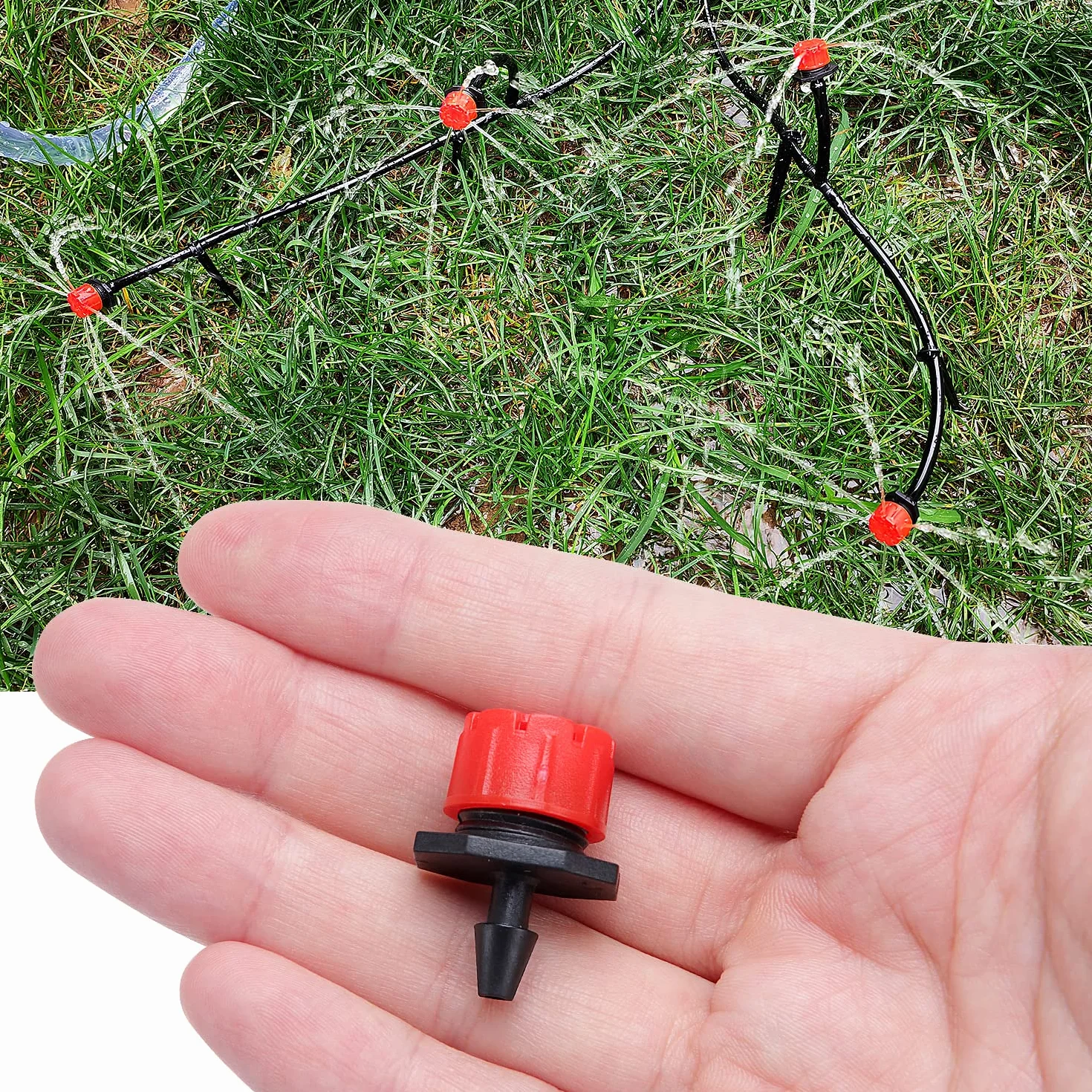 VooGenzek Goutteur Irrigation Réglable 200 Pièces Micro Dripper Plastique pour Parterres de Fleurs Jardin Pelouse Rouge
