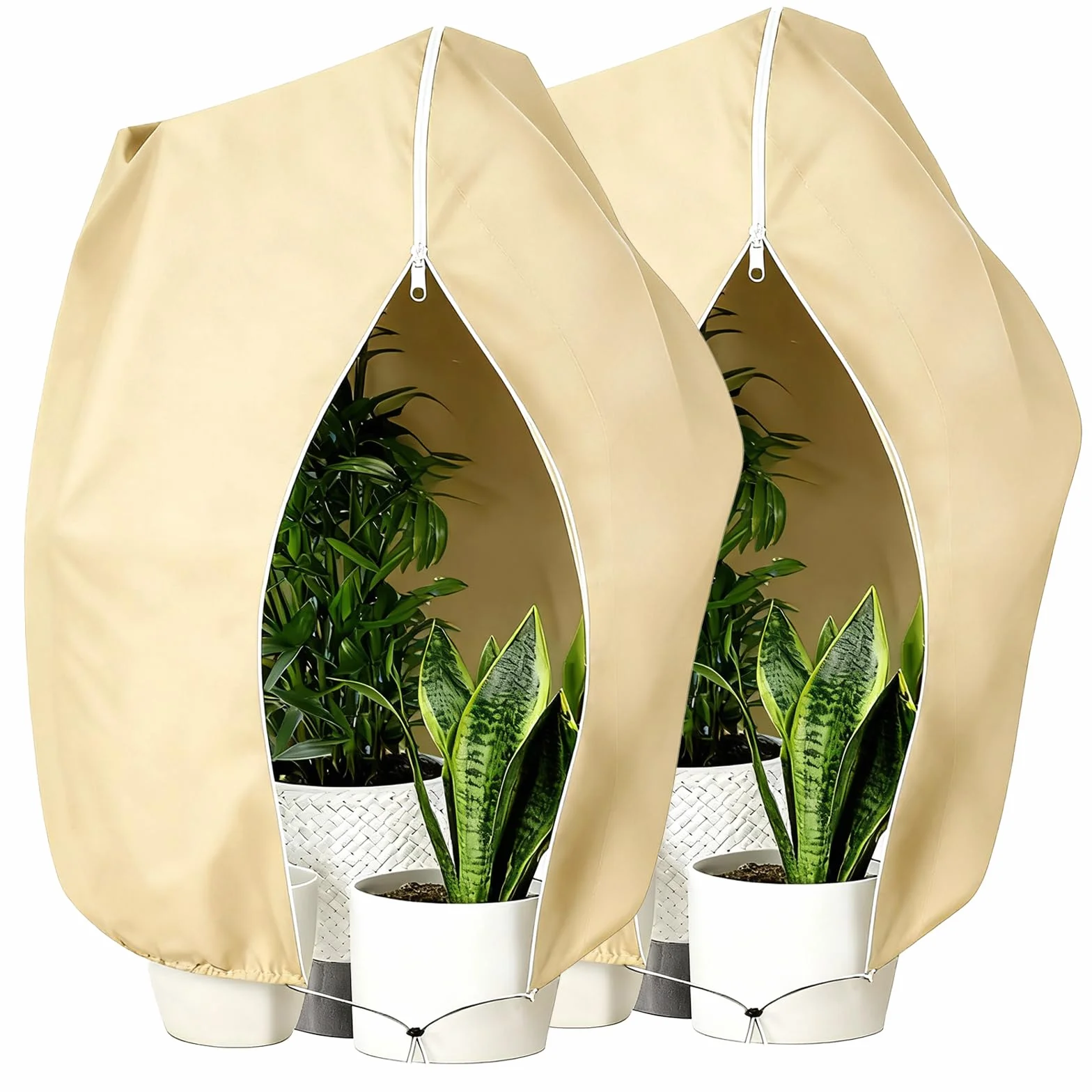 Housse Hivernage Plante Exterieur 120x180cm 80g/m² avec Fermeture éclair Réutilisable Beige