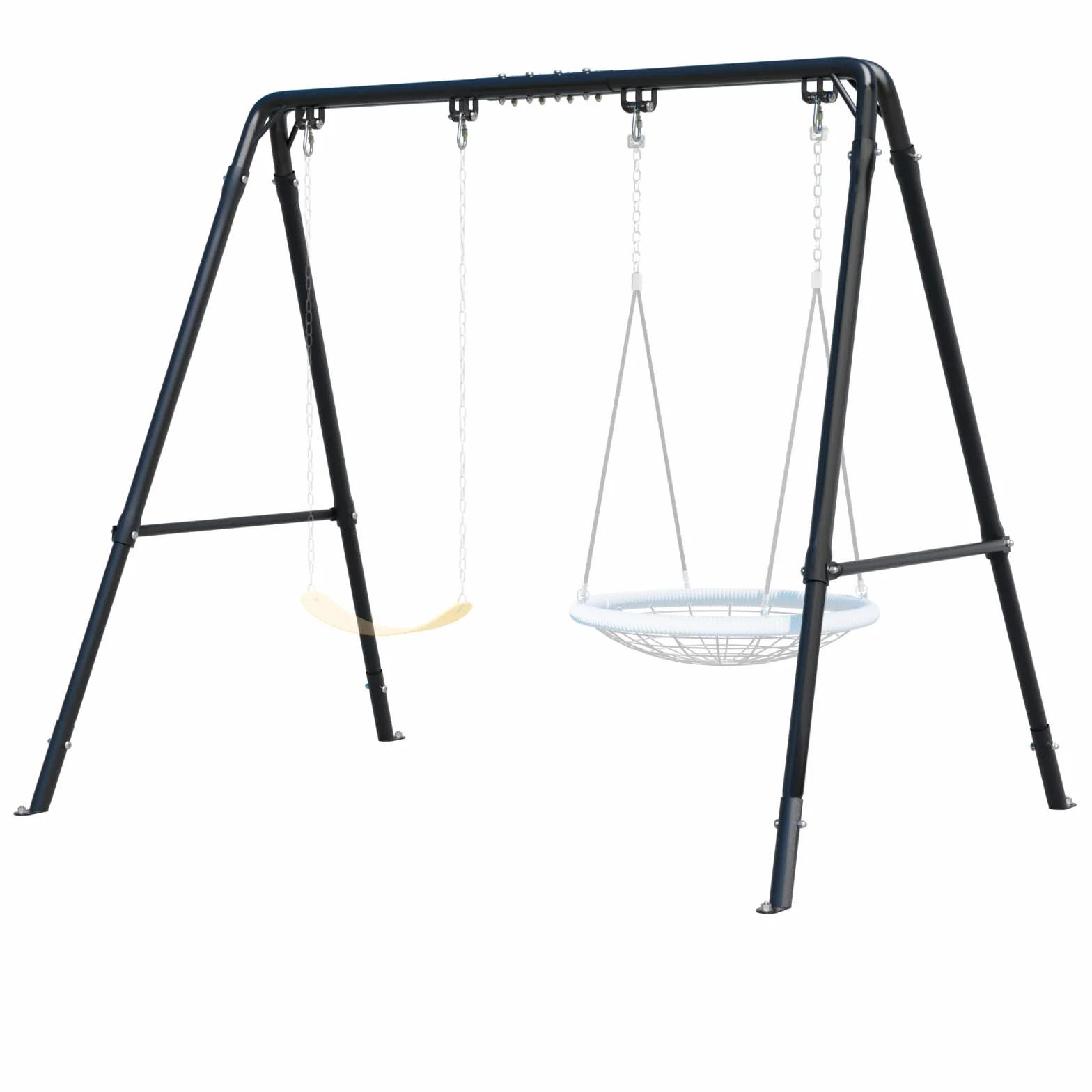 Support de balançoire de porche robuste avec hauteur réglable, cadre en métal revêtement en poudre 200 kg