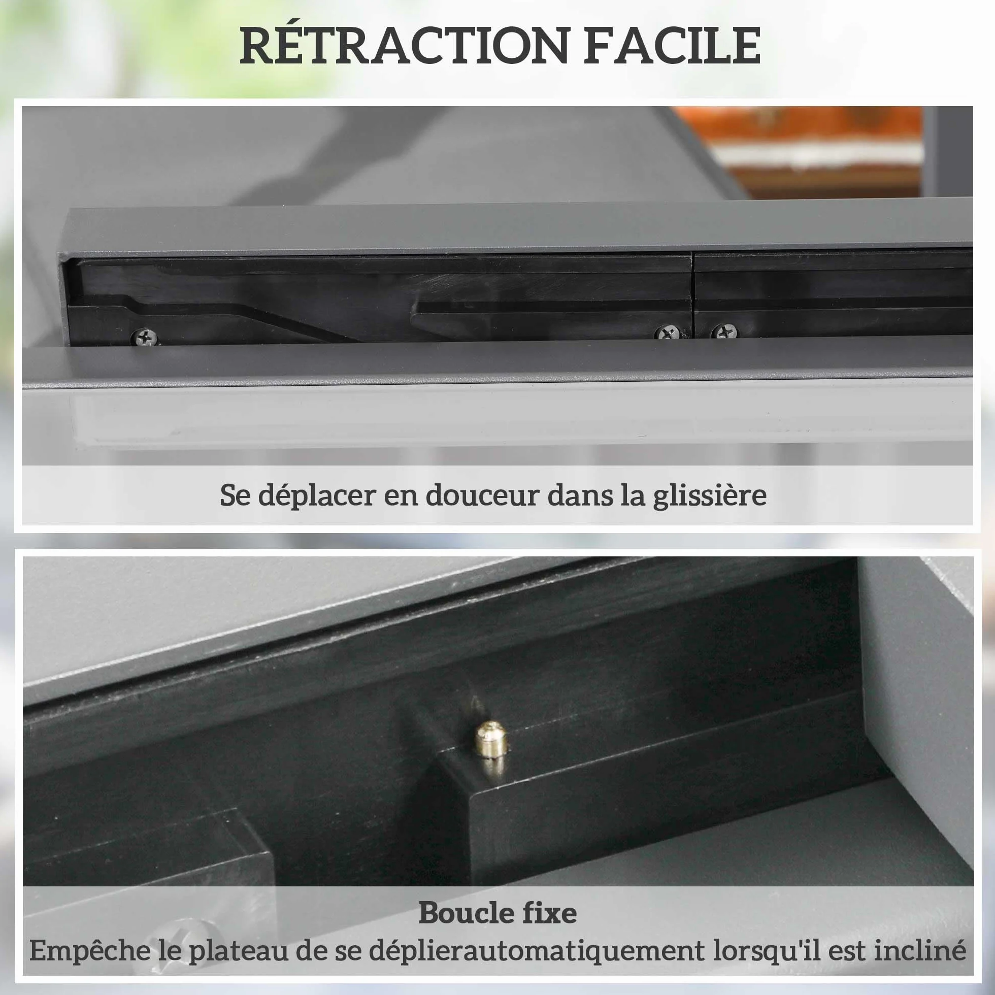 Outsunny Table Extensible de Jardin Grande Taille 160 x 80 x 75 cm Verre Trempé Aluminium Gris