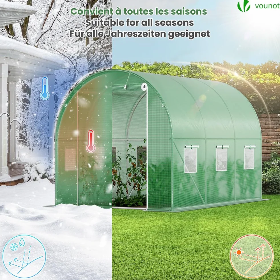 VOUNOT Serre de Jardin Tunne 6m2 Acier galvanisé Verte Maraichère