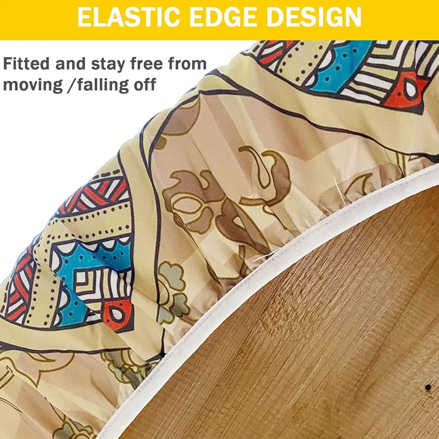 FANSU Nappe Ronde Imperméable 120 cm Mandala Polyester Anti Taches Lavable pour Table 100-110cm