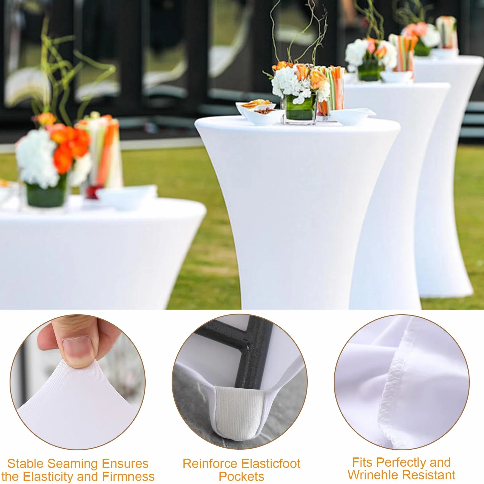 Housses de table élastiques en Spandex pour tables de bar 80 x 110 cm Lot de 2 nappes extensibles