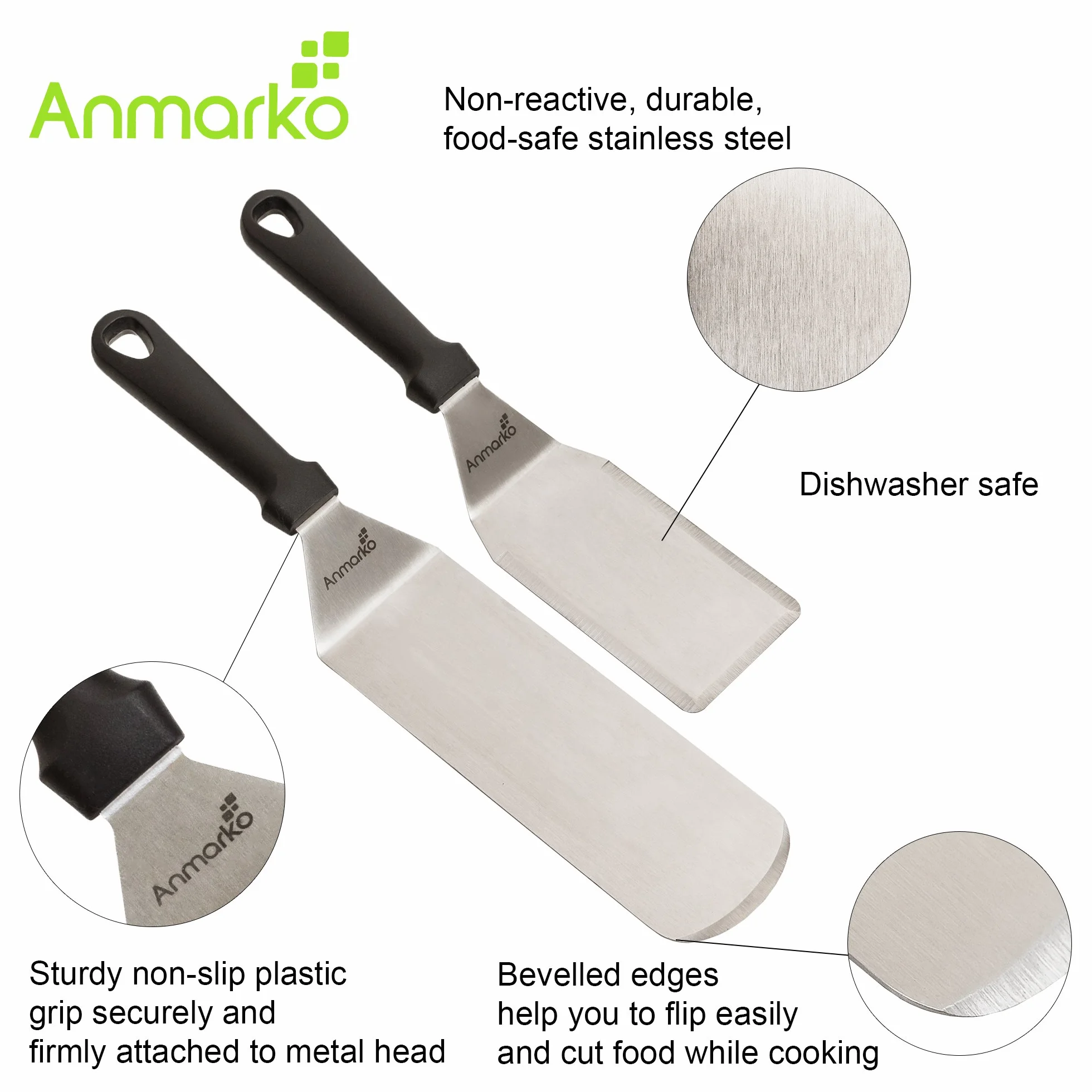 Ensemble de spatules en acier inoxydable pour barbecue - Spatule pour hamburger et rôti
