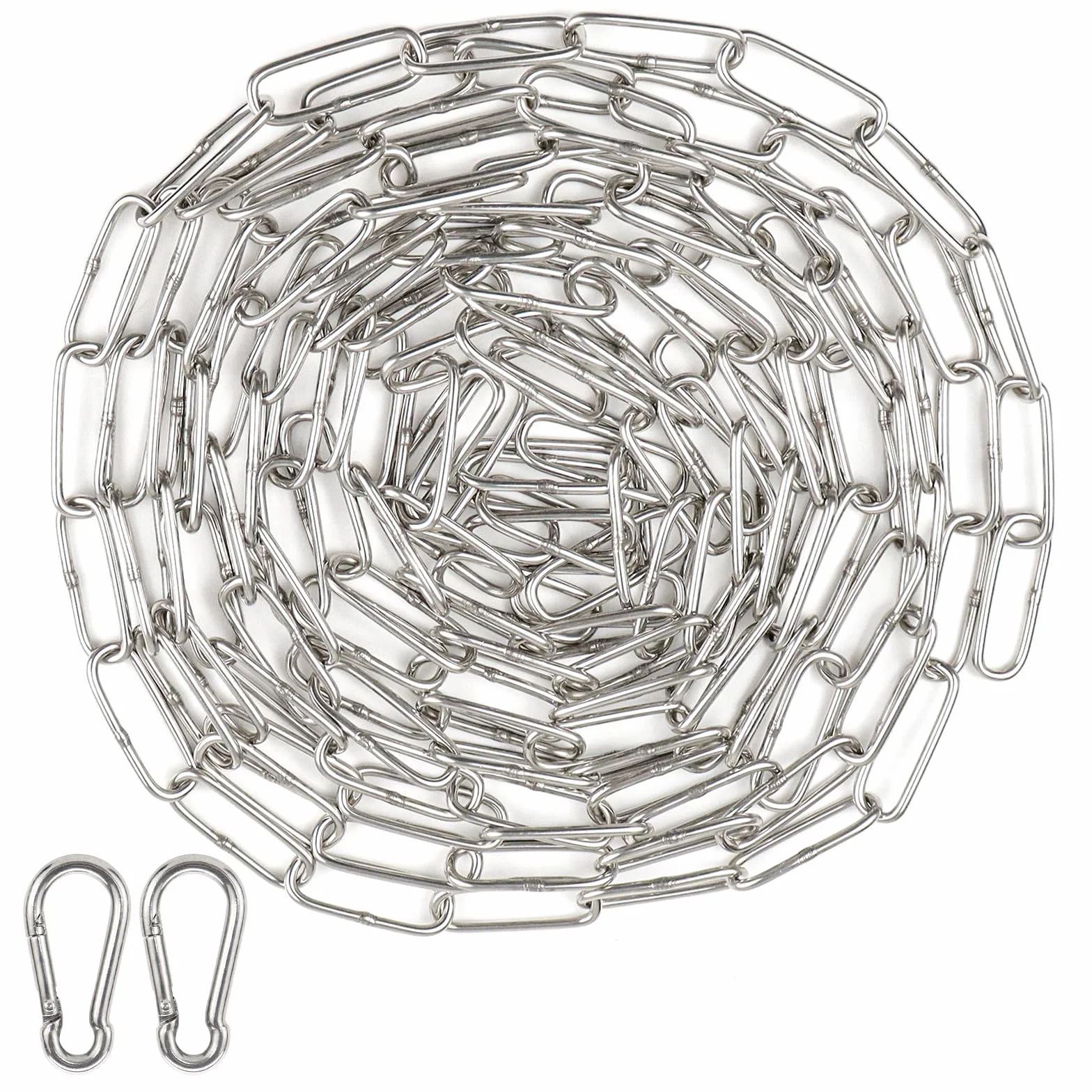 Ø3 mm Chainette Acier Inoxydable, 5M Chaine Inox, Chaîne avec 2 Mousquetons, Argent Chaine Chien, Chaine Acier Inoxydable Bricolage pour Corde À Linge, Plantes Suspendues