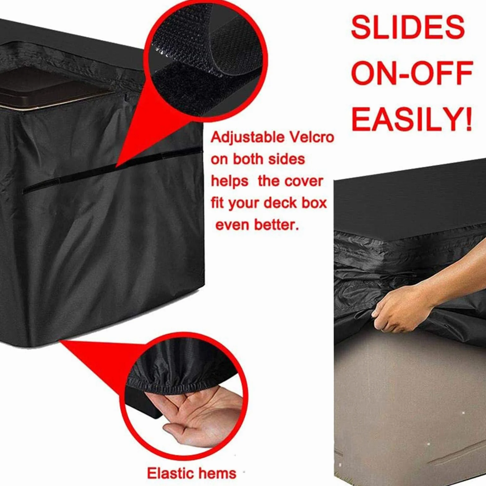 Housse de protection étanche pour coffre à coussins de jardin Oxford 210D avec cordon de serrage