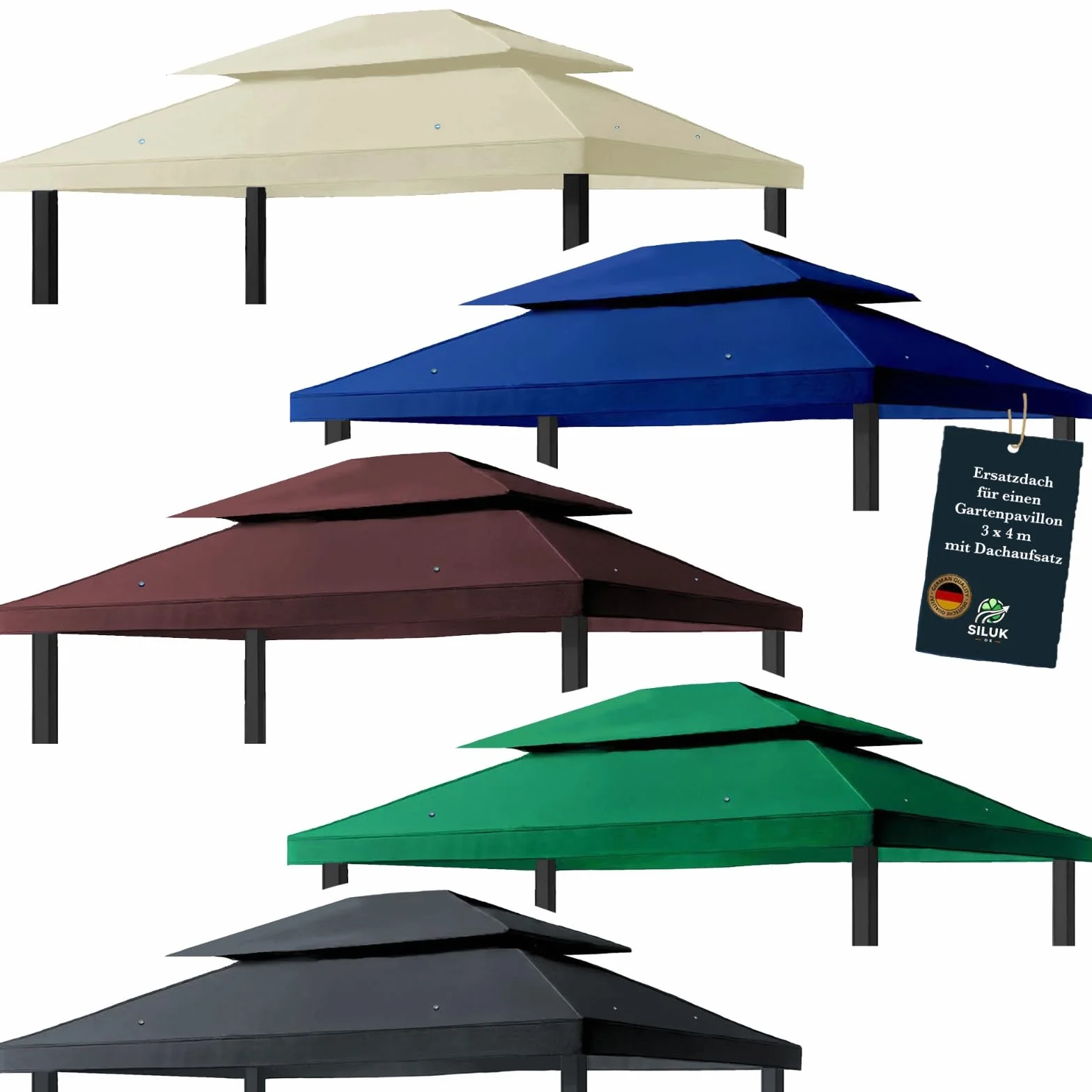 Toit de rechange pour pavillon de jardin 3 x 4 m Étanche PVC 370 g/m² beige