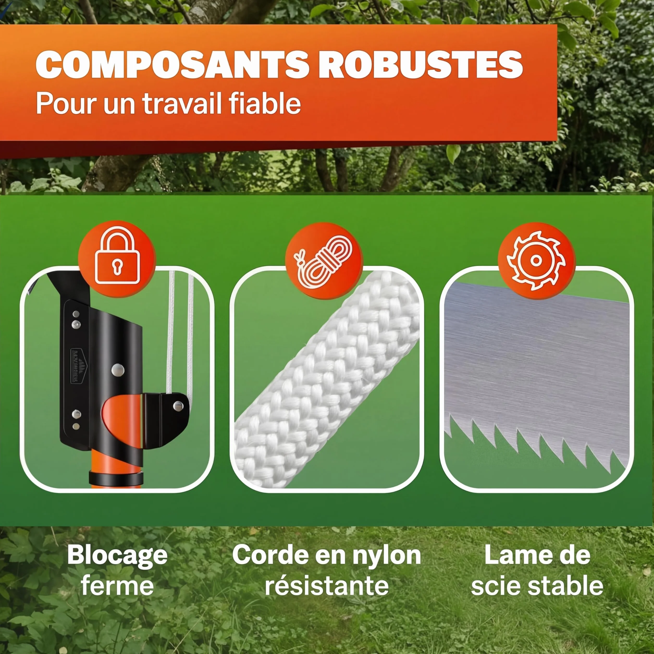 Deuba® Scie télescopique 2en1 Hauteur de Travail Max. 4m Corde tirage sécateur Coupe-Branches Arbre scie à élaguer Jardinage Outil