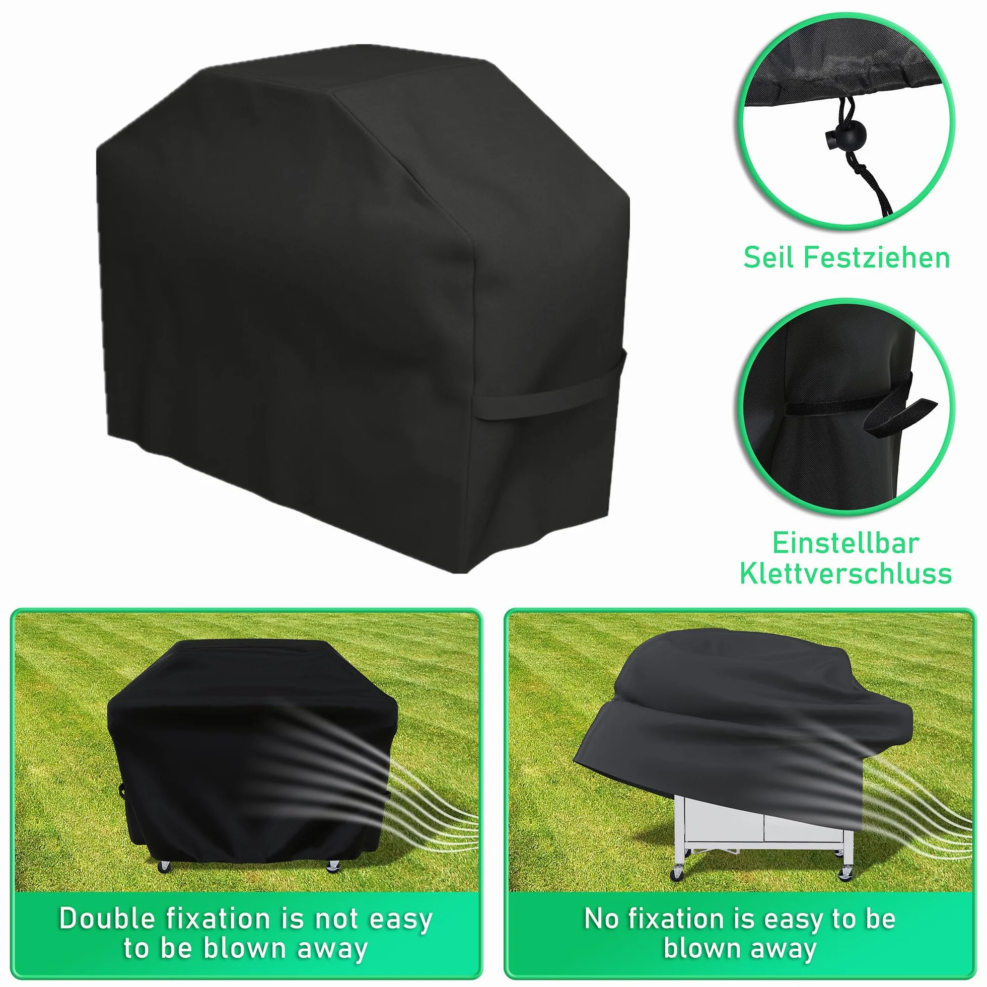 Housse Plancha Barbecue Exterieur 210D Oxford Protection Anti-Vent Soleil Eau 145x61x117