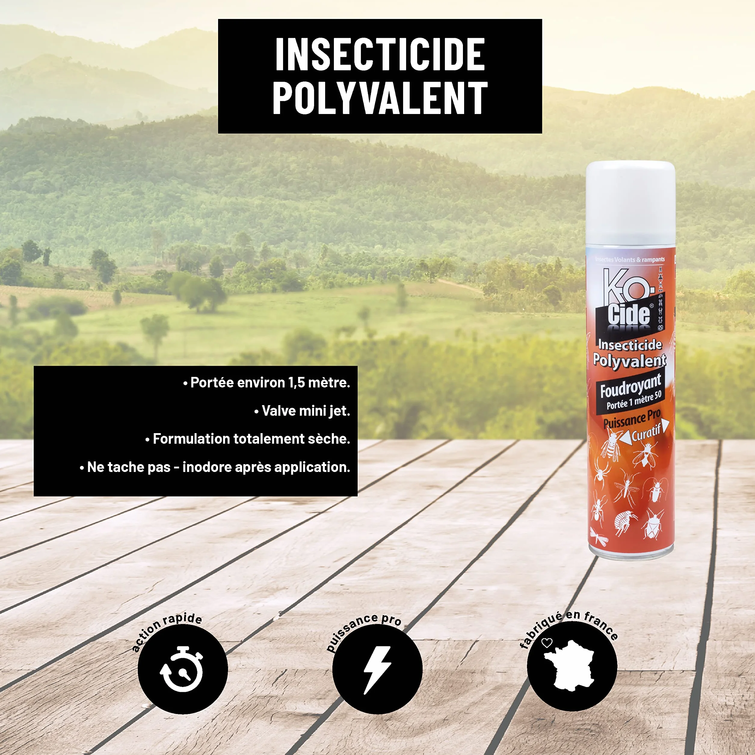 Foudroyant Polyvalent Insecticide Volants Rampants Valve Mini-Jet 400 ml