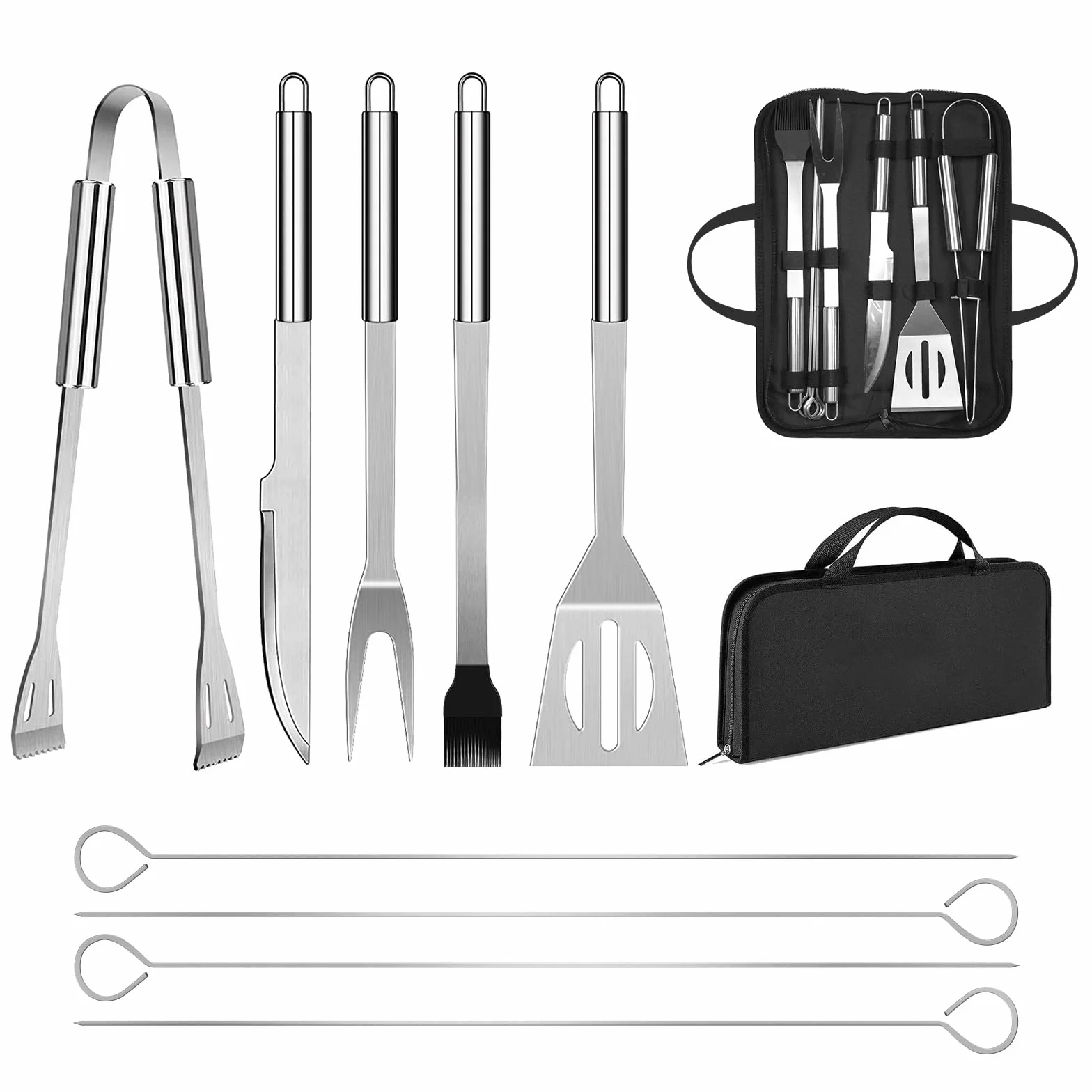 Ensemble d'ustensiles de Barbecue Professionnels en Acier Inoxydable Sac Transport (9 PCS)
