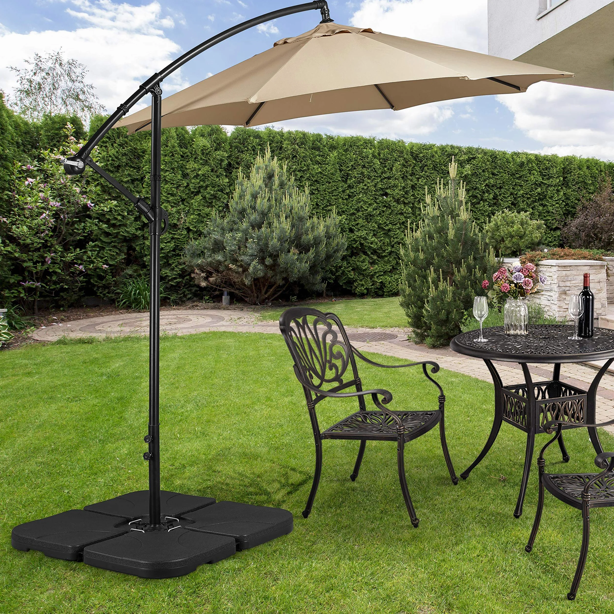 Yaheetech Lot de 4 Dalles carrées de Parasol Lestage Pieds Base 50 × 50 × 7,5 cm Noir