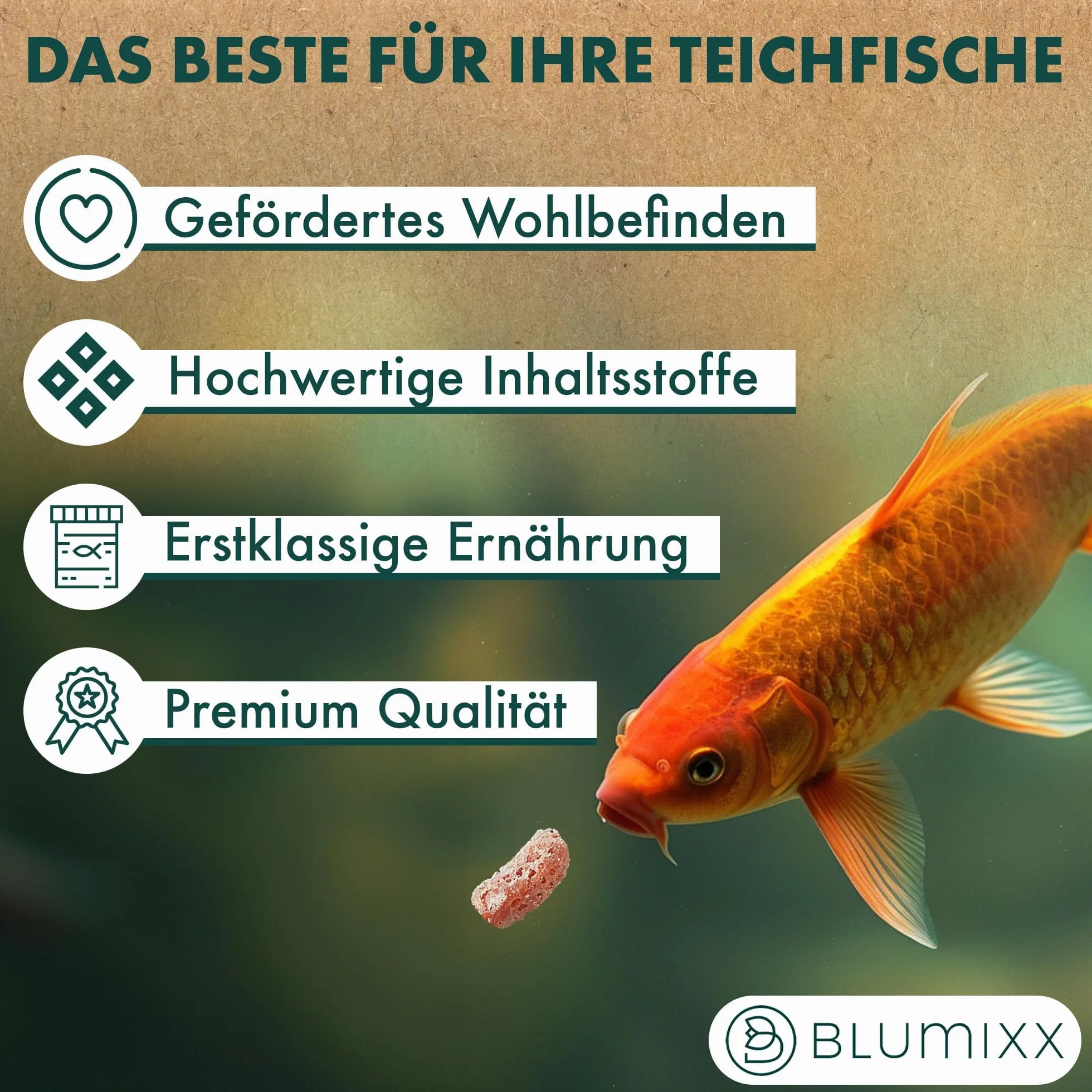 Teich Sticks Mix Sac de 50 litres (5 x 10 l) Aliment complet Nourriture pour poissons de bassin Avec vitamines Tricolore