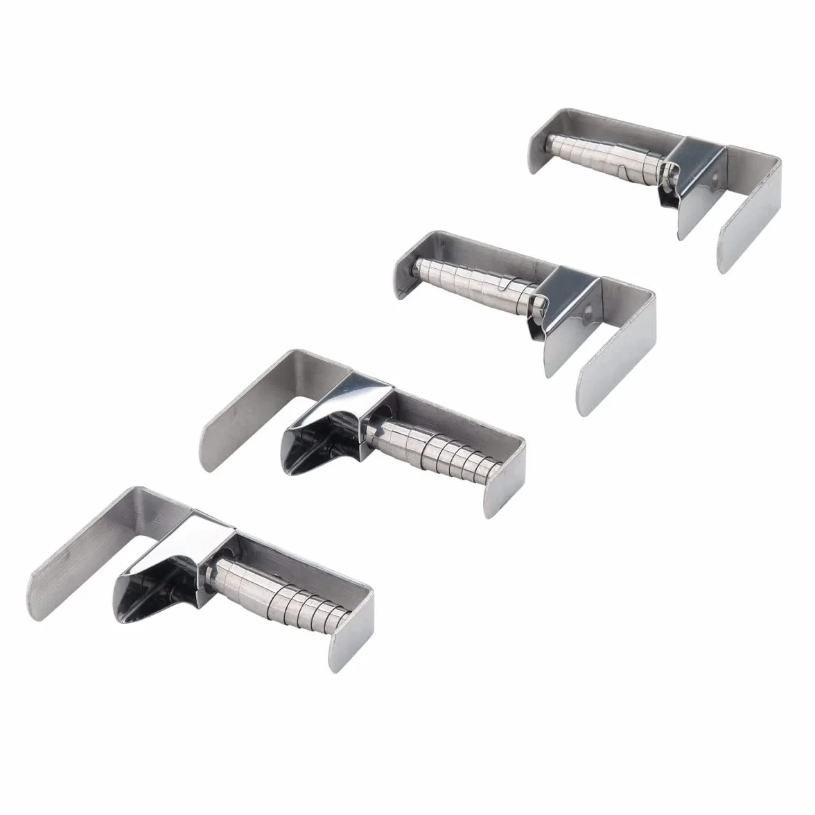 Fackelmann Lot de 4 Pinces à Nappe Inoxydable Extérieur Acier Inoxydable Argent 7,4 x 1,6 x 4,5 cm