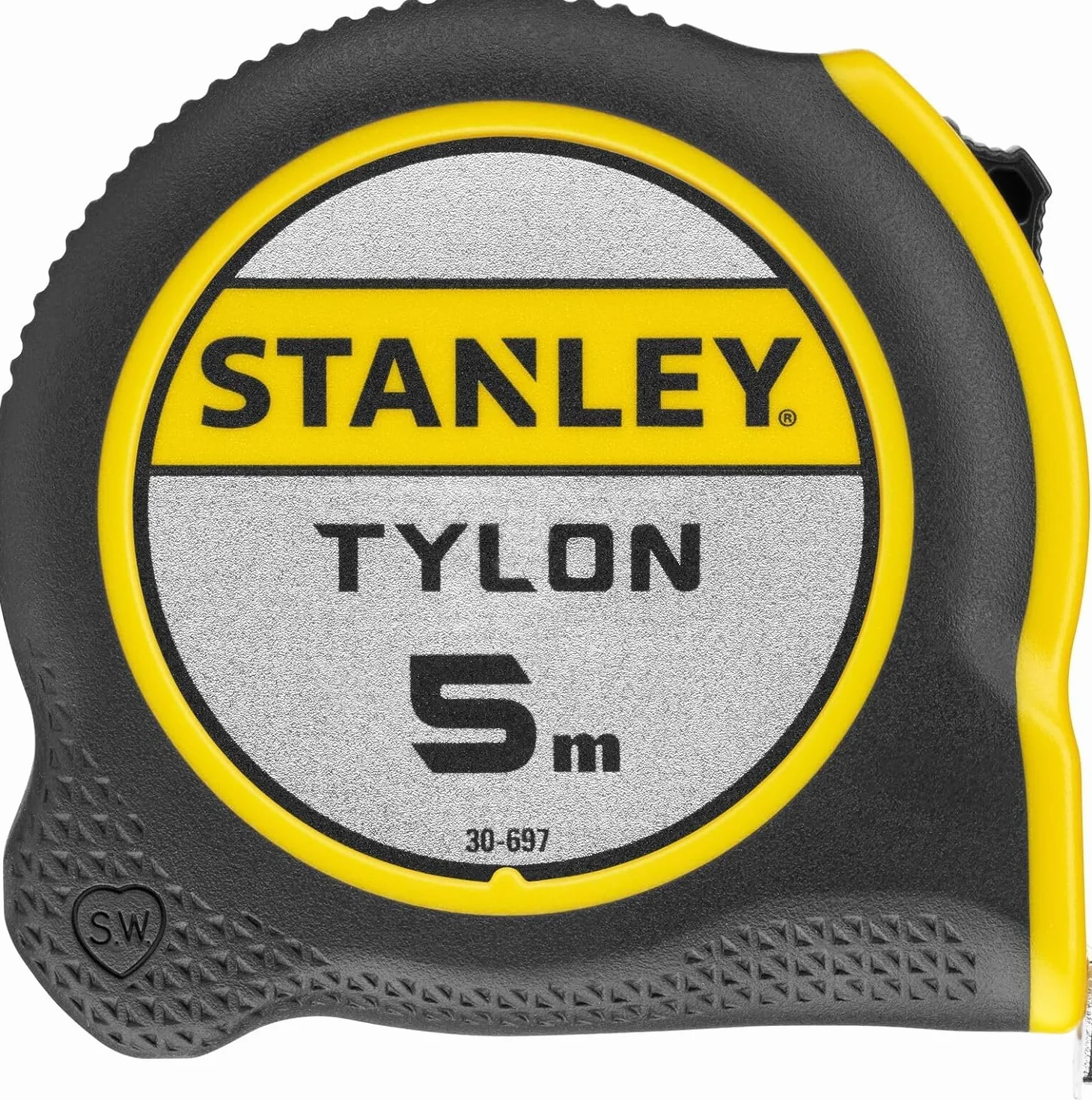Stanley 0-30-697 Tylon 5m x 19mm Ruban en Acier Laqué Boitier Ergonomique Bi matière Crochet 2 Rivets