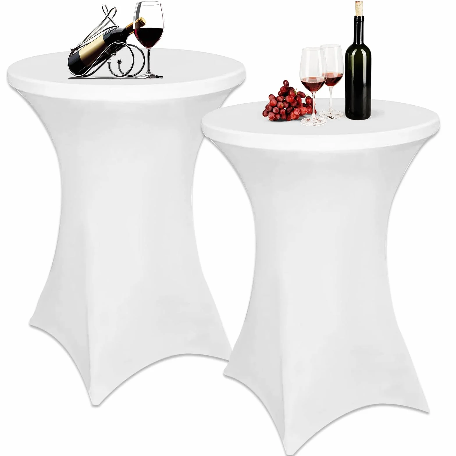 Housses de table élastiques en Spandex pour tables de bar 80 x 110 cm Lot de 2 nappes extensibles
