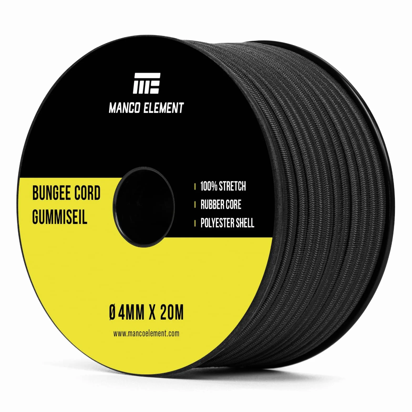 Corde Elastique 4mm x 20m Sandow Tendeur Élastique - Noir