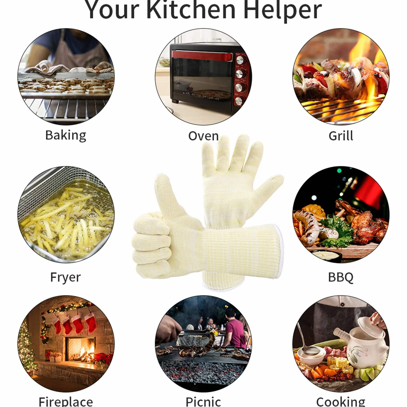 Gants Anti Chaleur Gant Cuisine Four 500°C Barbecue BBQ Grillades