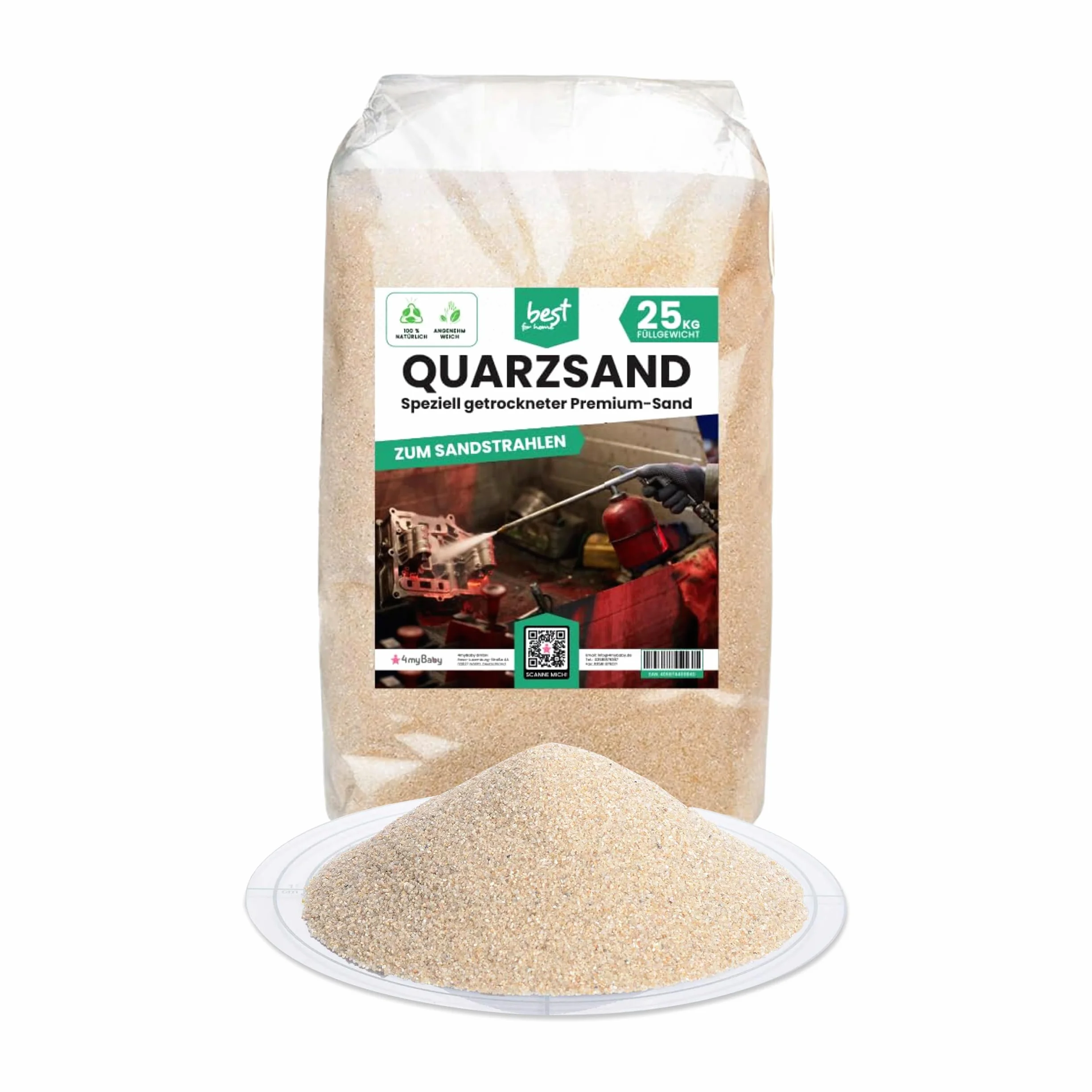 Quartz Sable pour Sableuse 25kg | Sable de Sablage Fin (0,8-1,4) | Agent Réutilisable pour Pistolet | Abrasif pour Bois, Métal