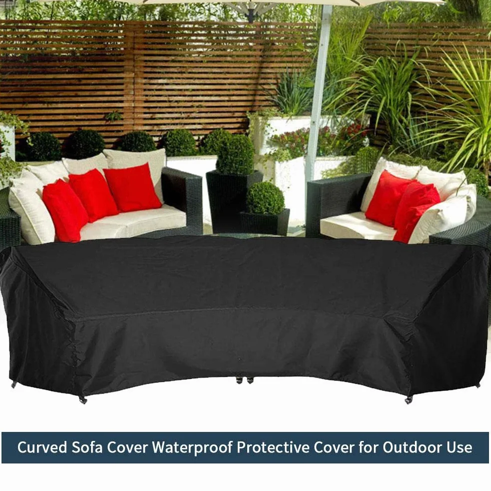 Housse de canapé incurvée pour meubles de jardin 305 x 99 x 91 cm protection intempéries