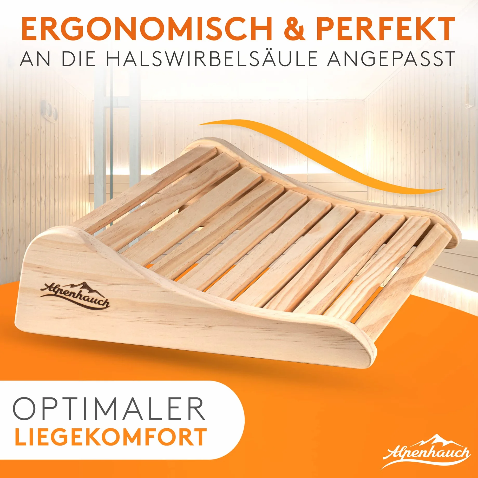 ALPENHAUCH Lot de 2 appuie-tête ergonomiques en bois pour sauna - Accessoire cabine infrarouge