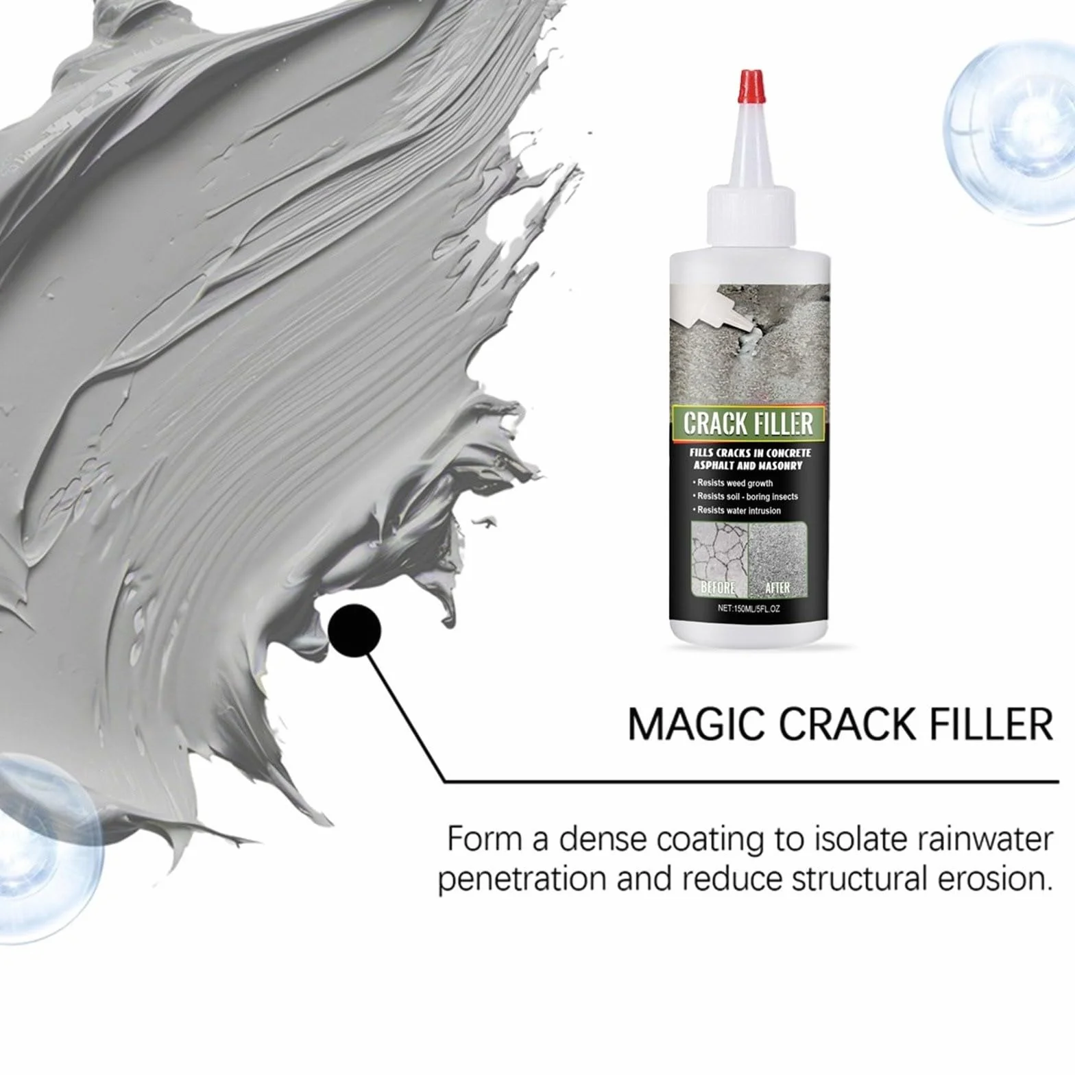 Magic Crack Filler Asphalt Black 2 lb, entièrement chargé d'asphalte et de fer à lisser. Installation facile, granulation, montage et bricolage (3)